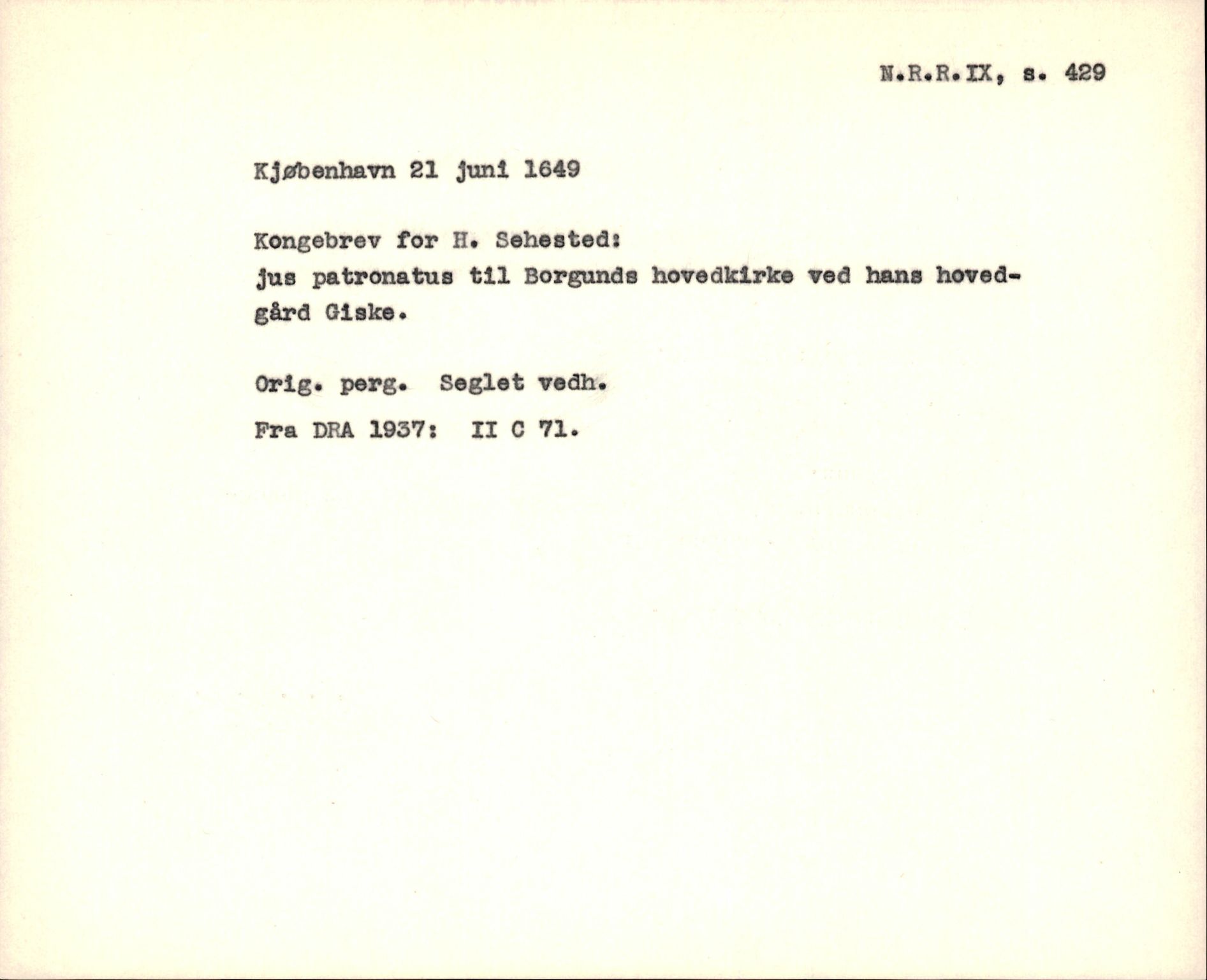 Riksarkivets diplomsamling, AV/RA-EA-5965/F35/F35f/L0002: Regestsedler: Diplomer fra DRA 1937 og 1996, p. 147