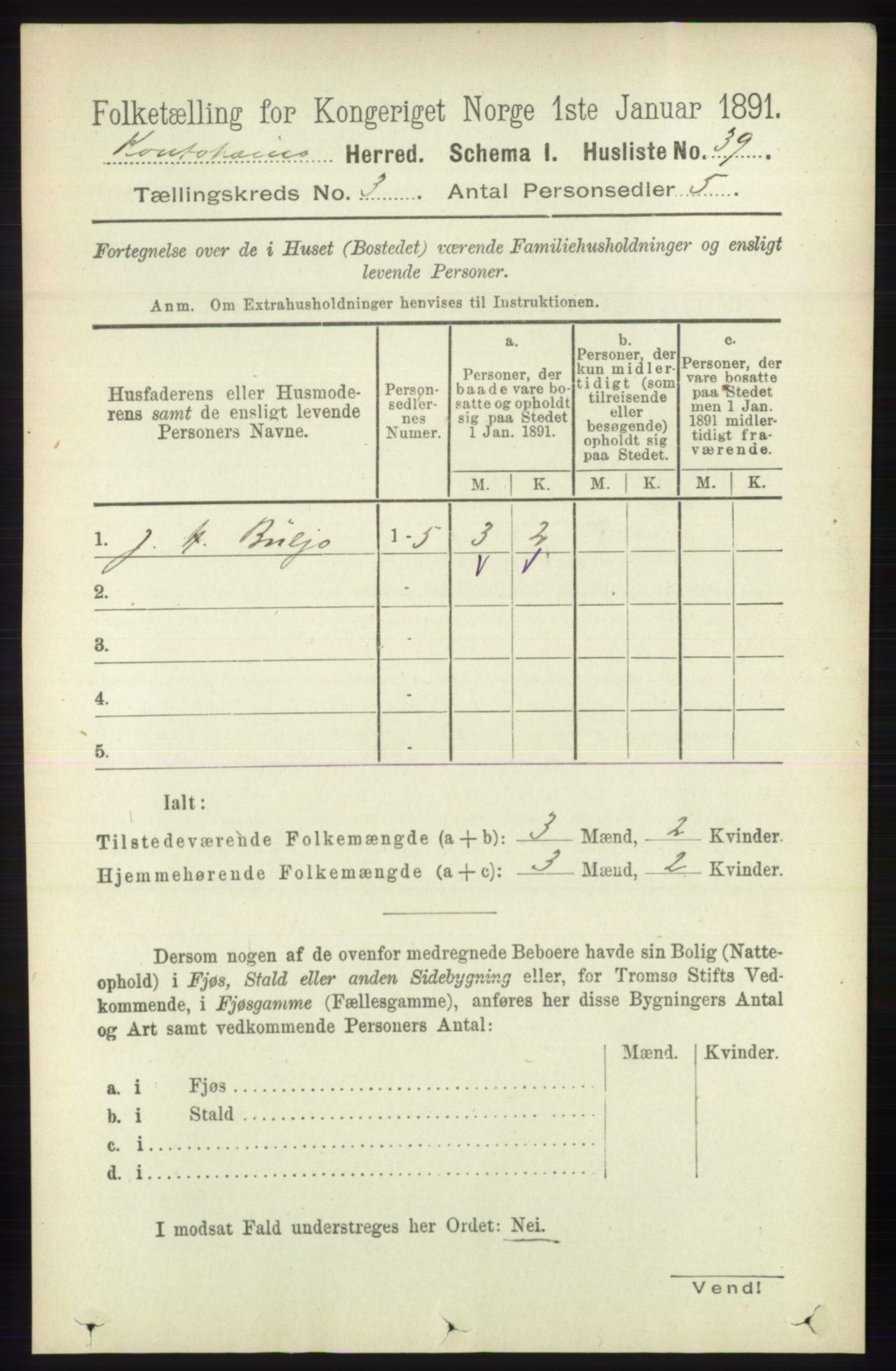 RA, 1891 census for 2011 Kautokeino, 1891, p. 685
