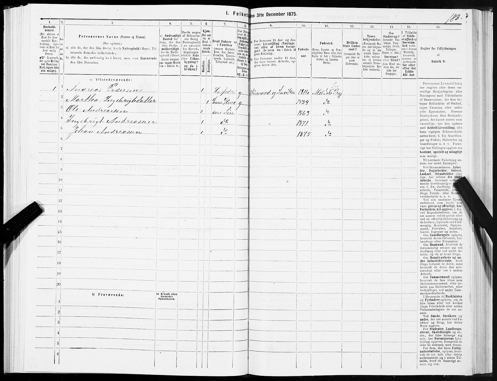 SAT, 1875 census for 1636P Meldal, 1875, p. 2188