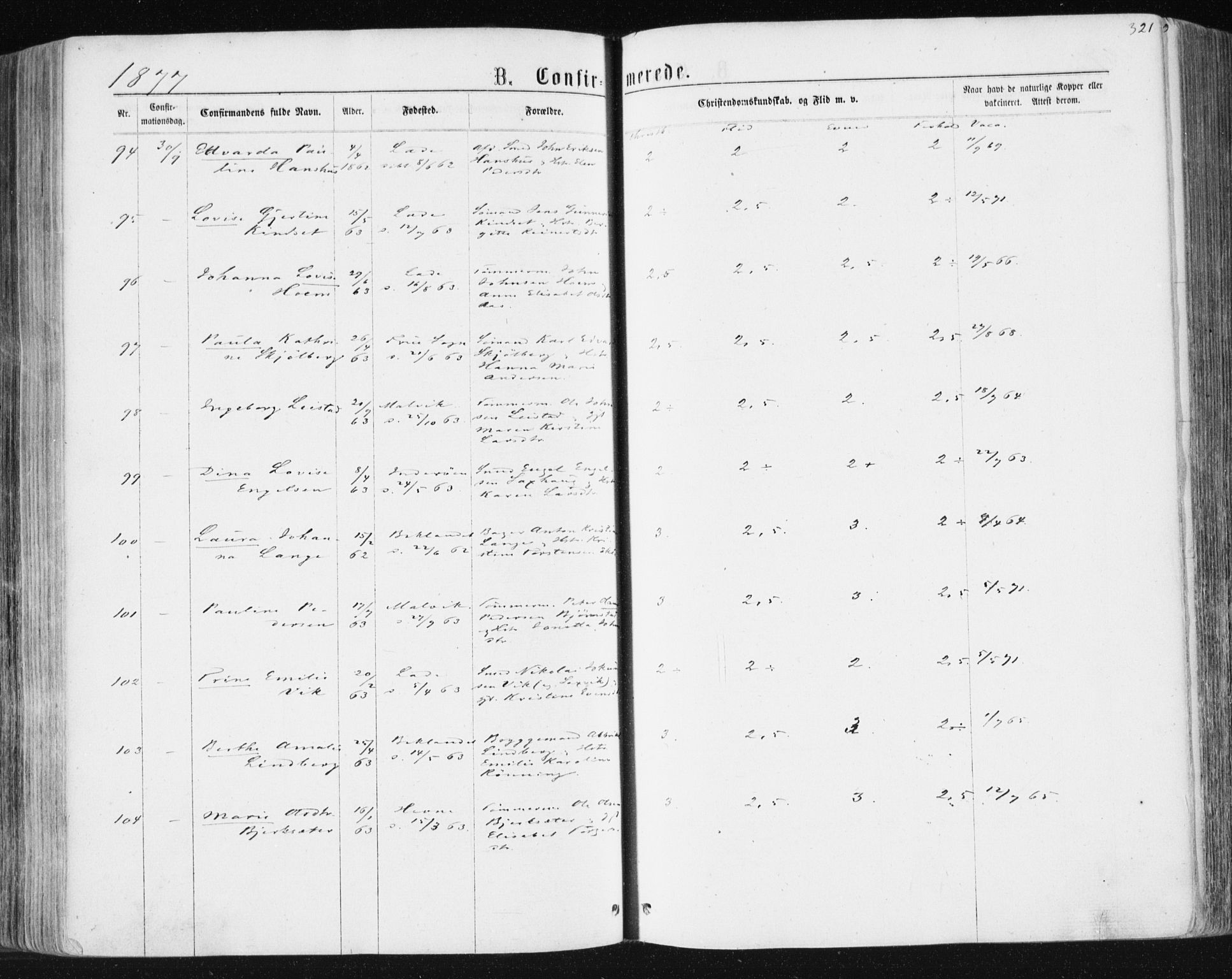 Ministerialprotokoller, klokkerbøker og fødselsregistre - Sør-Trøndelag, AV/SAT-A-1456/604/L0186: Parish register (official) no. 604A07, 1866-1877, p. 321