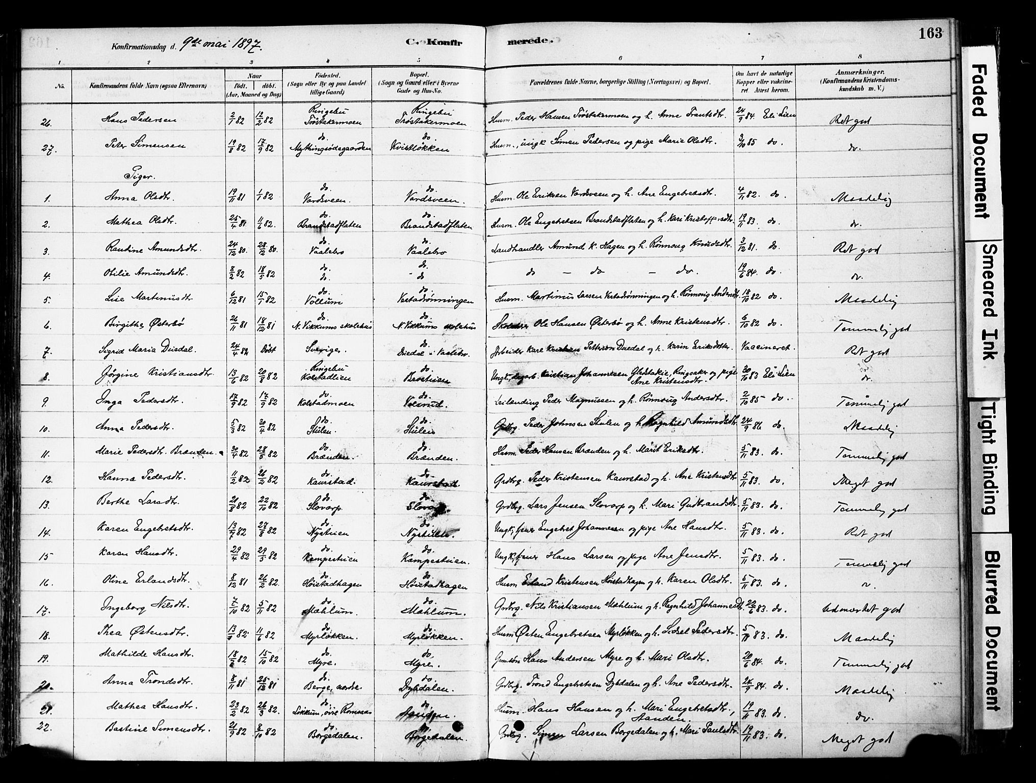 Ringebu prestekontor, AV/SAH-PREST-082/H/Ha/Haa/L0008: Parish register (official) no. 8, 1878-1898, p. 163