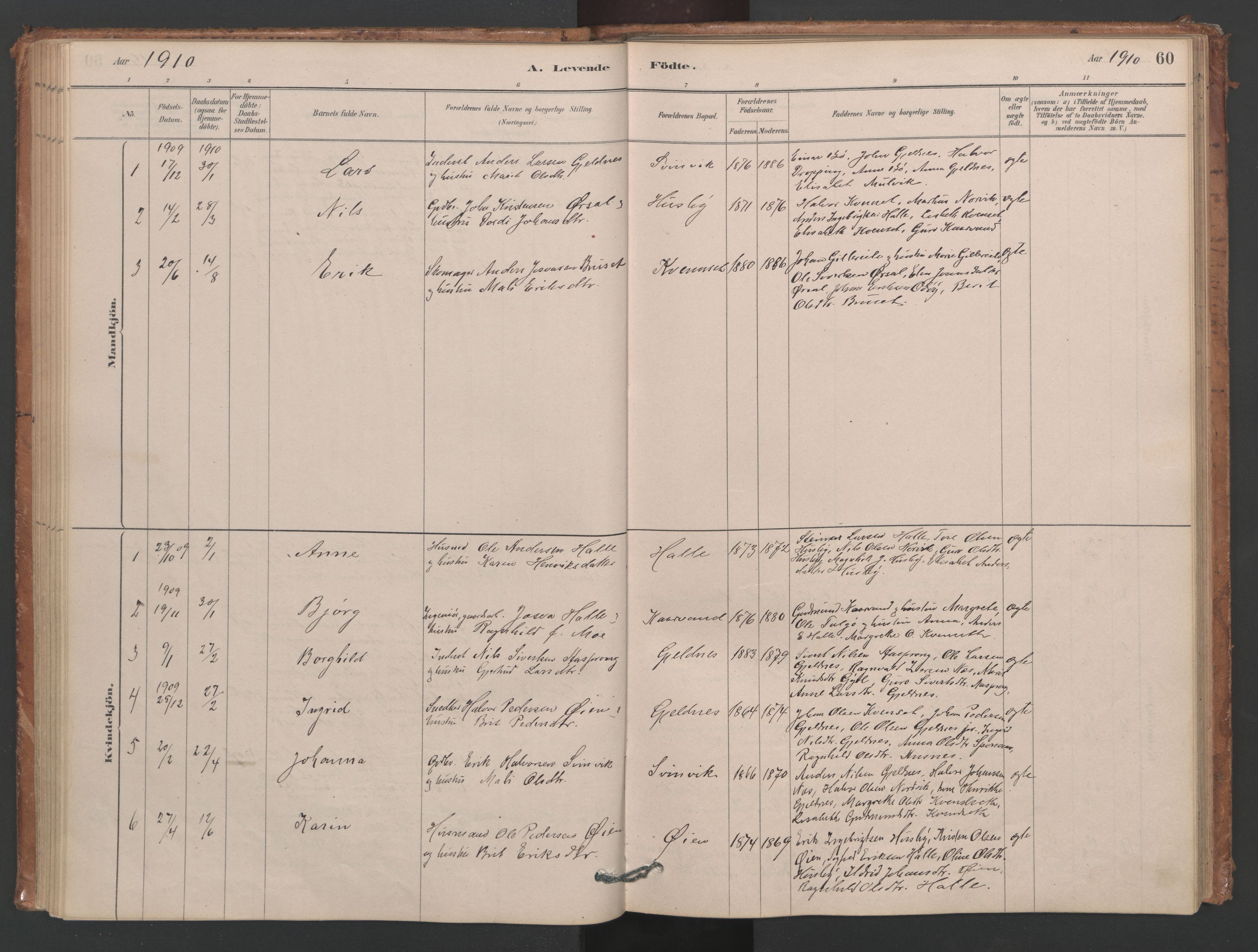 Ministerialprotokoller, klokkerbøker og fødselsregistre - Møre og Romsdal, AV/SAT-A-1454/593/L1034: Parish register (official) no. 593A01, 1879-1911, p. 60