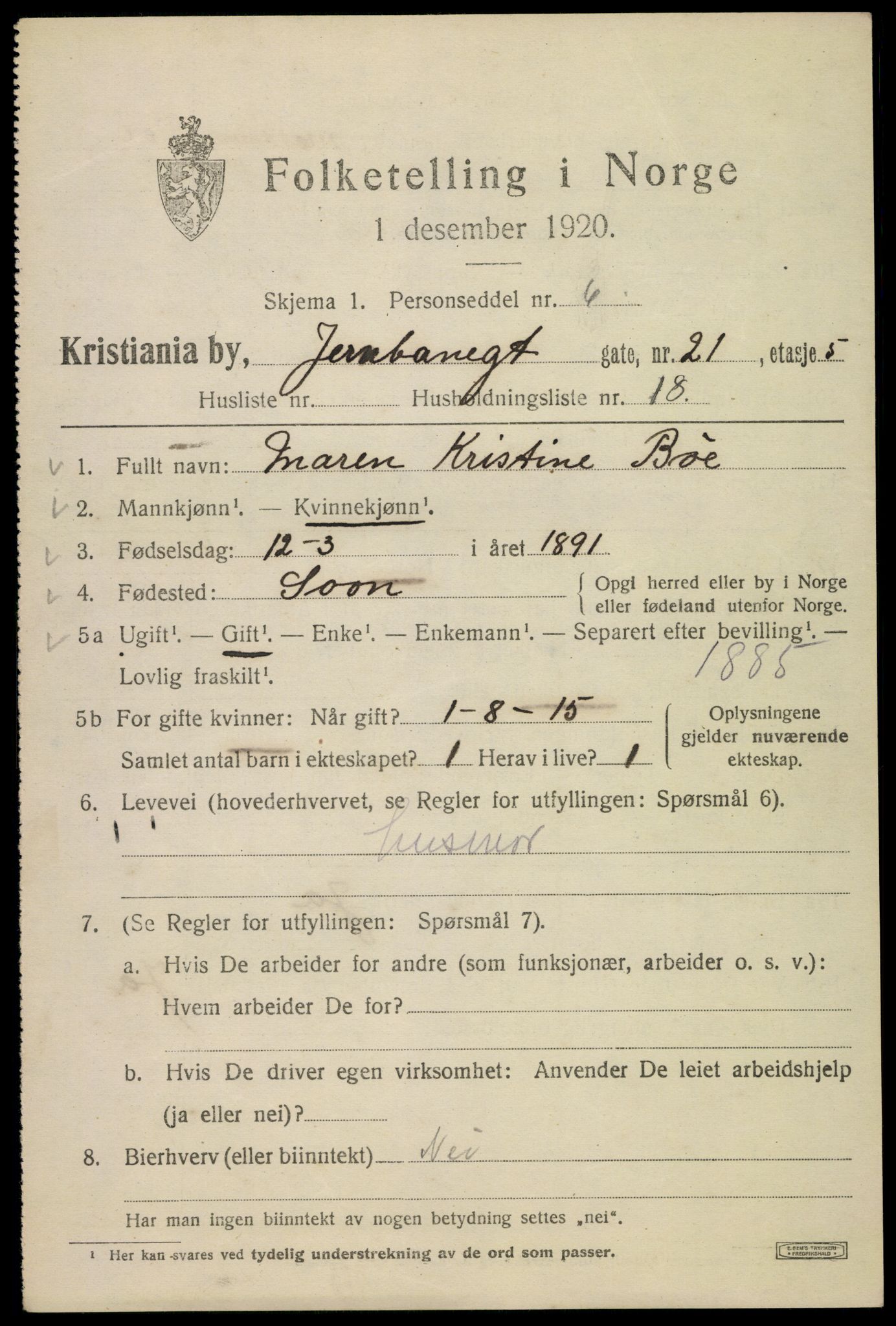 SAO, 1920 census for Kristiania, 1920, p. 323239