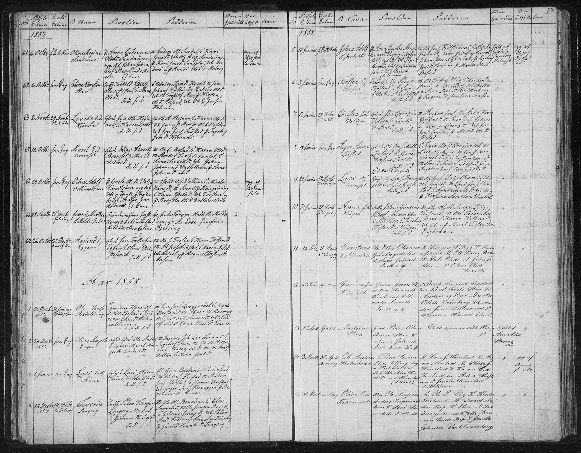 Ministerialprotokoller, klokkerbøker og fødselsregistre - Sør-Trøndelag, SAT/A-1456/616/L0406: Parish register (official) no. 616A03, 1843-1879, p. 37