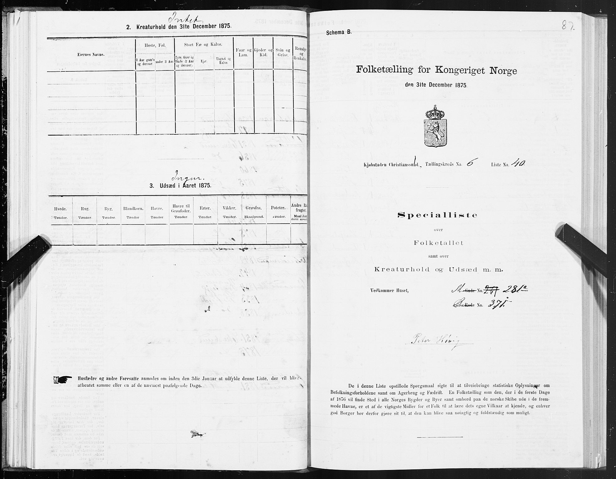 SAT, 1875 census for 1503B Kristiansund/Kristiansund, 1875, p. 5087