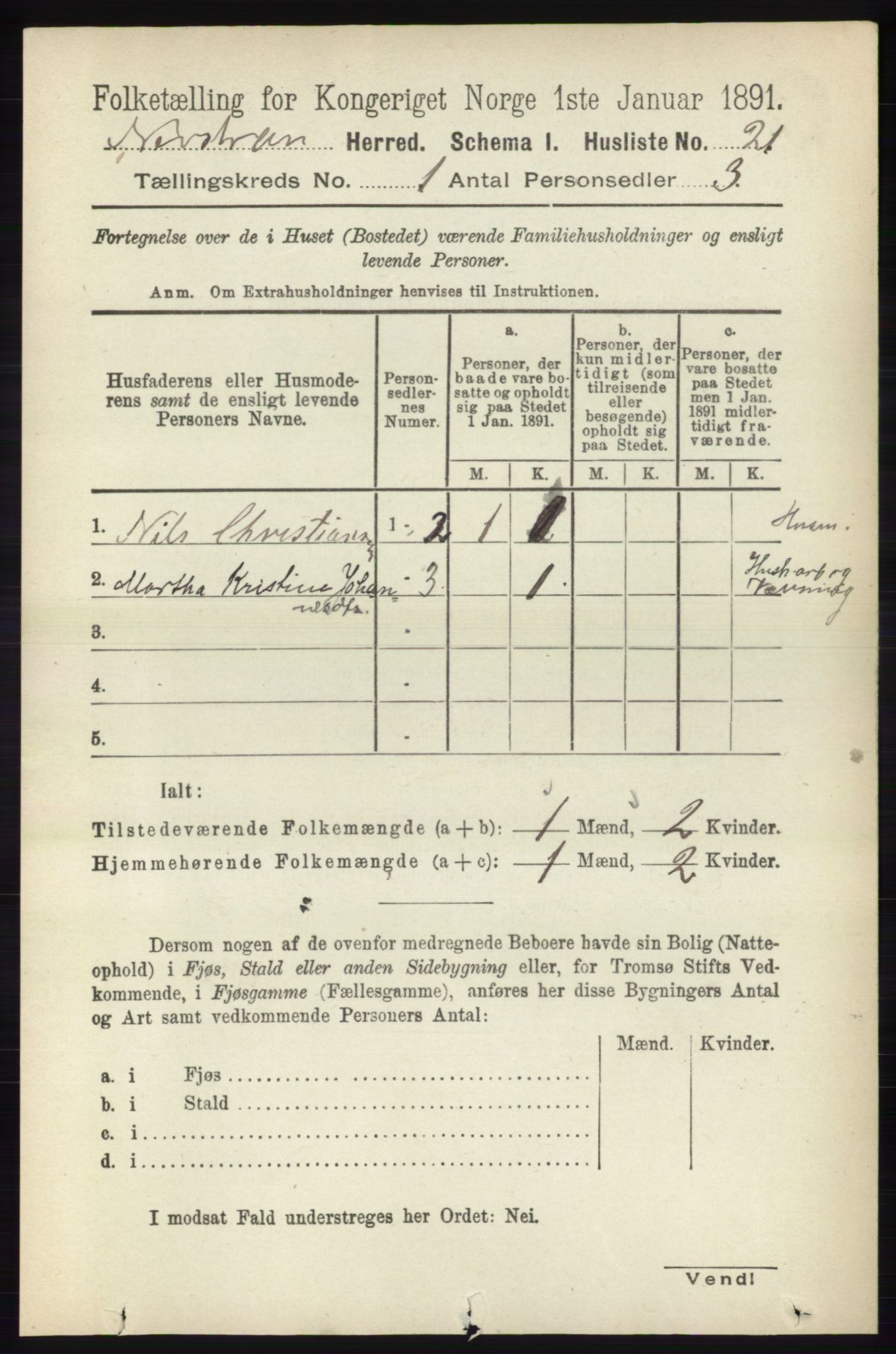 RA, 1891 census for 1139 Nedstrand, 1891, p. 47