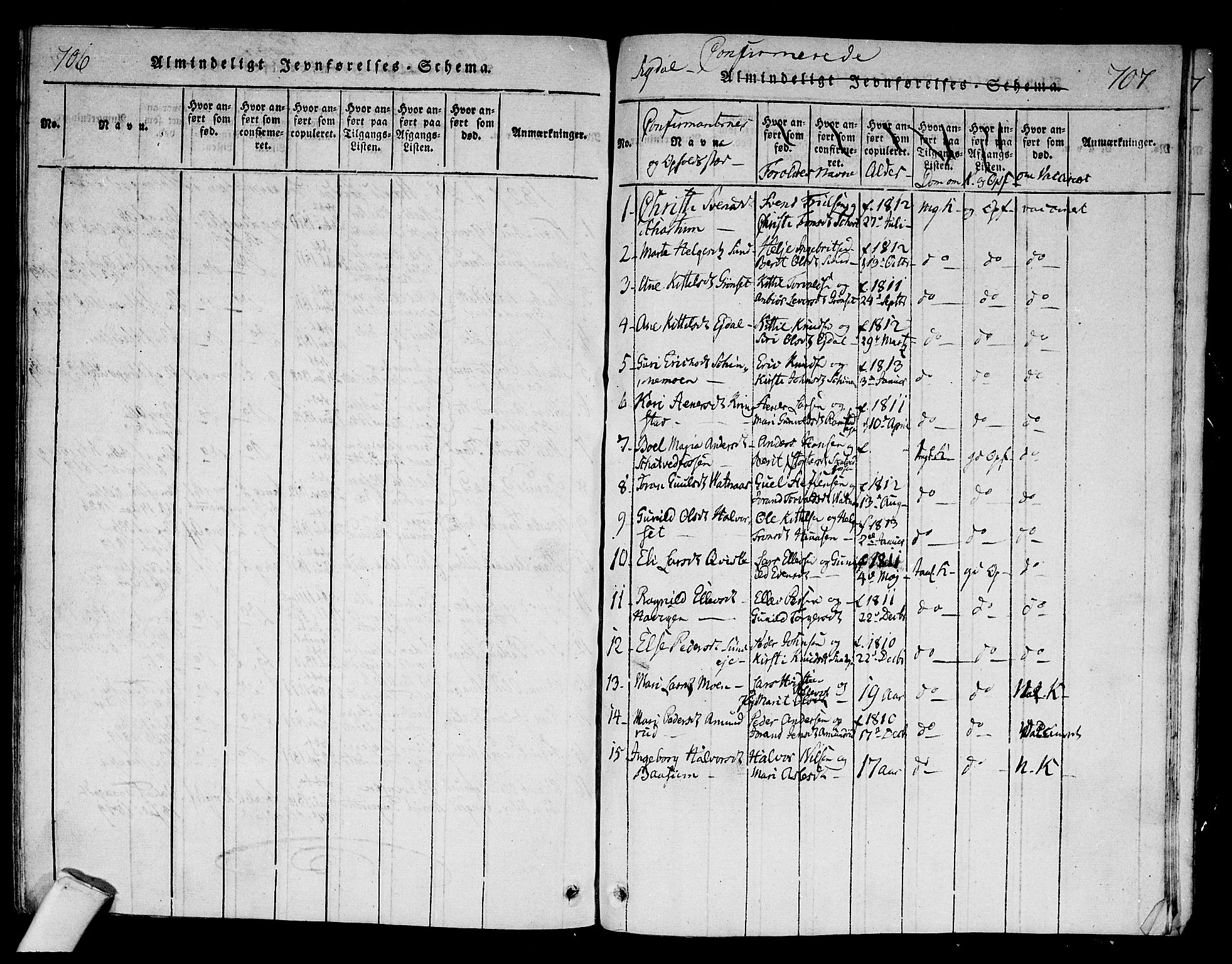 Sigdal kirkebøker, AV/SAKO-A-245/F/Fa/L0005: Parish register (official) no. I 5 /1, 1815-1829, p. 706-707