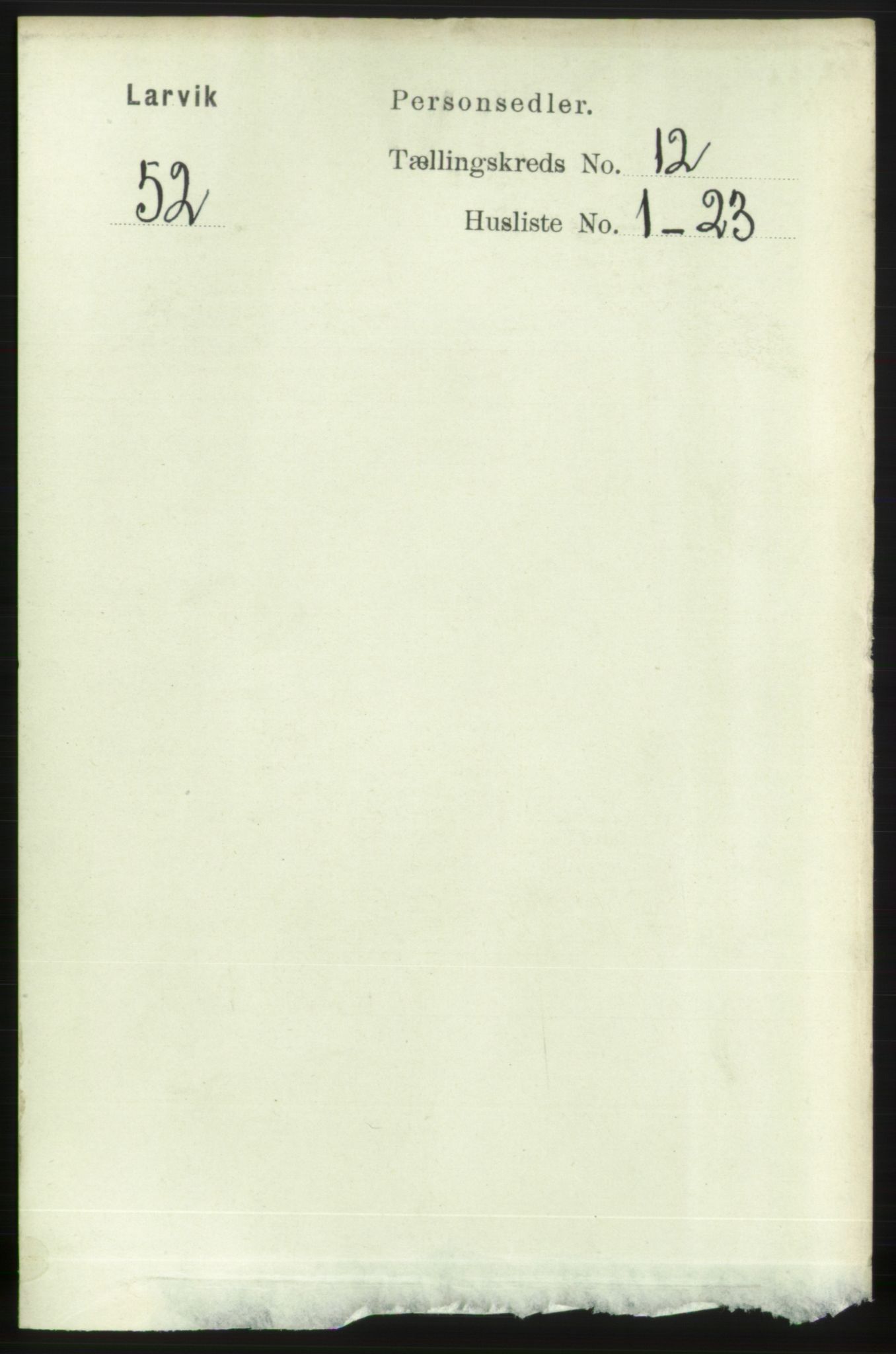 RA, 1891 census for 0707 Larvik, 1891, p. 10121