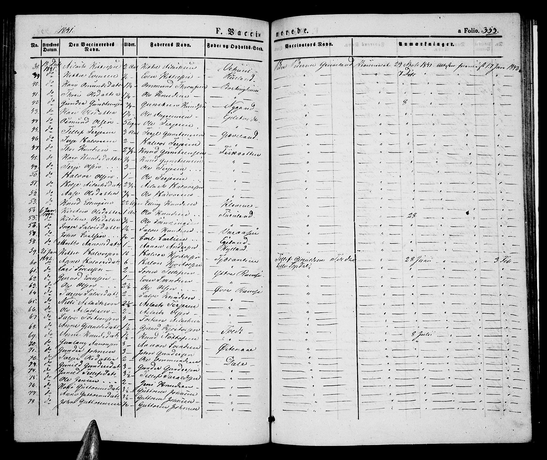 Åmli sokneprestkontor, SAK/1111-0050/F/Fa/Fac/L0007: Parish register (official) no. A 7 /1, 1829-1851, p. 353
