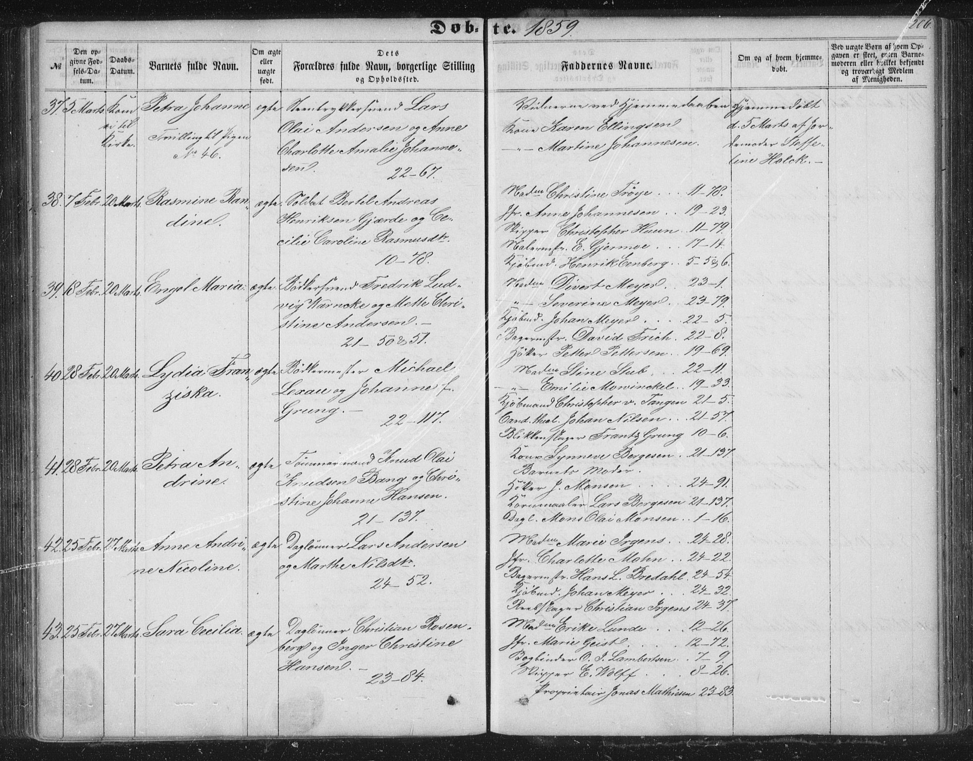 Korskirken sokneprestembete, AV/SAB-A-76101/H/Haa/L0018: Parish register (official) no. B 4, 1857-1866, p. 206