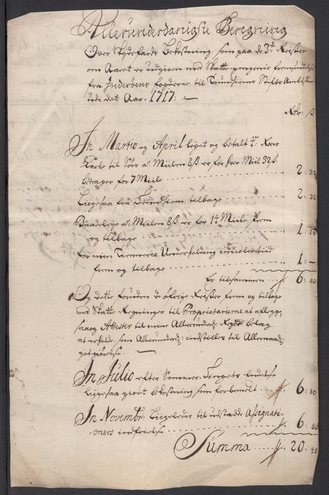 Rentekammeret inntil 1814, Reviderte regnskaper, Fogderegnskap, AV/RA-EA-4092/R63/L4325: Fogderegnskap Inderøy, 1717, p. 343