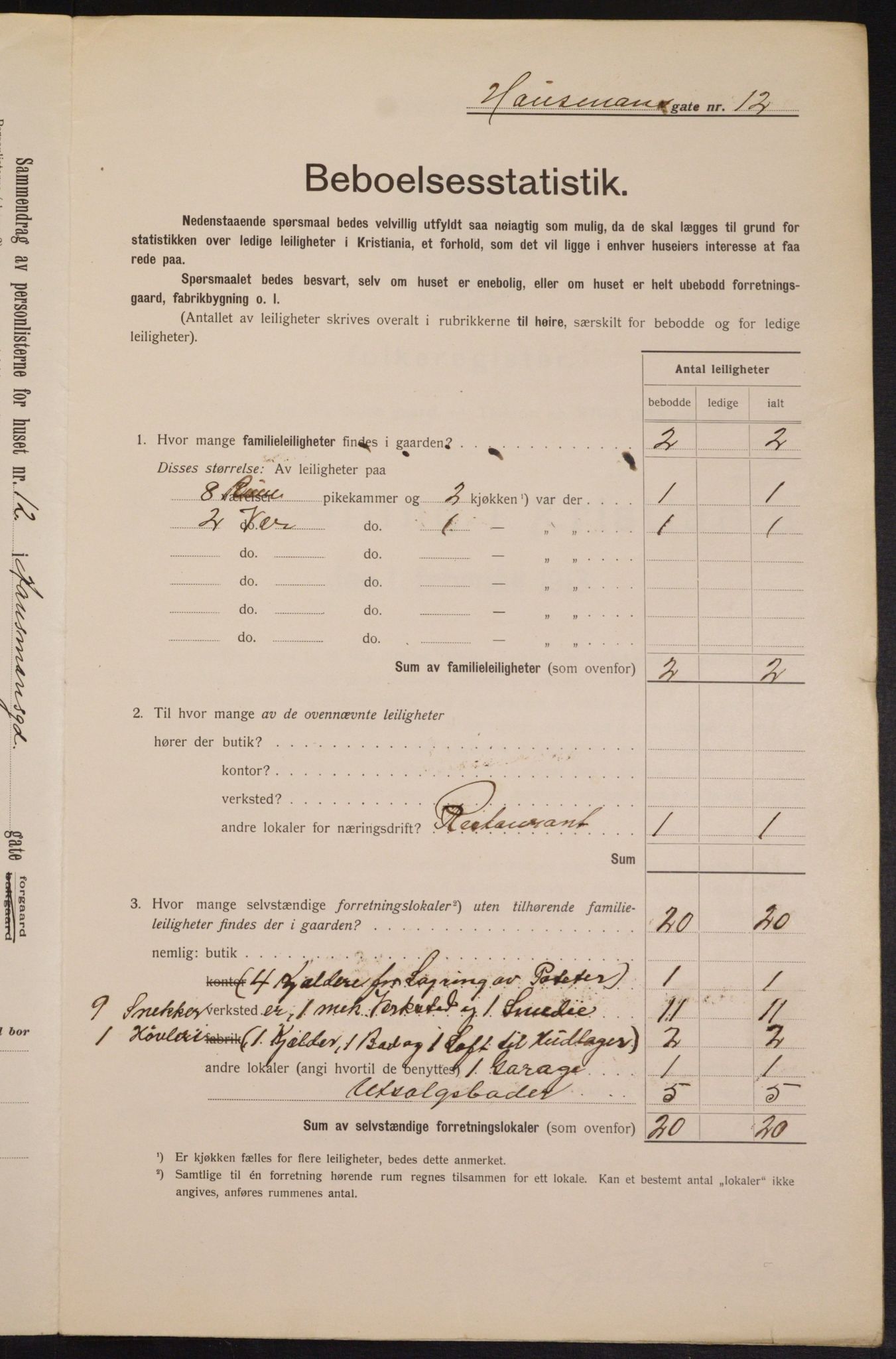 OBA, Municipal Census 1913 for Kristiania, 1913, p. 35255