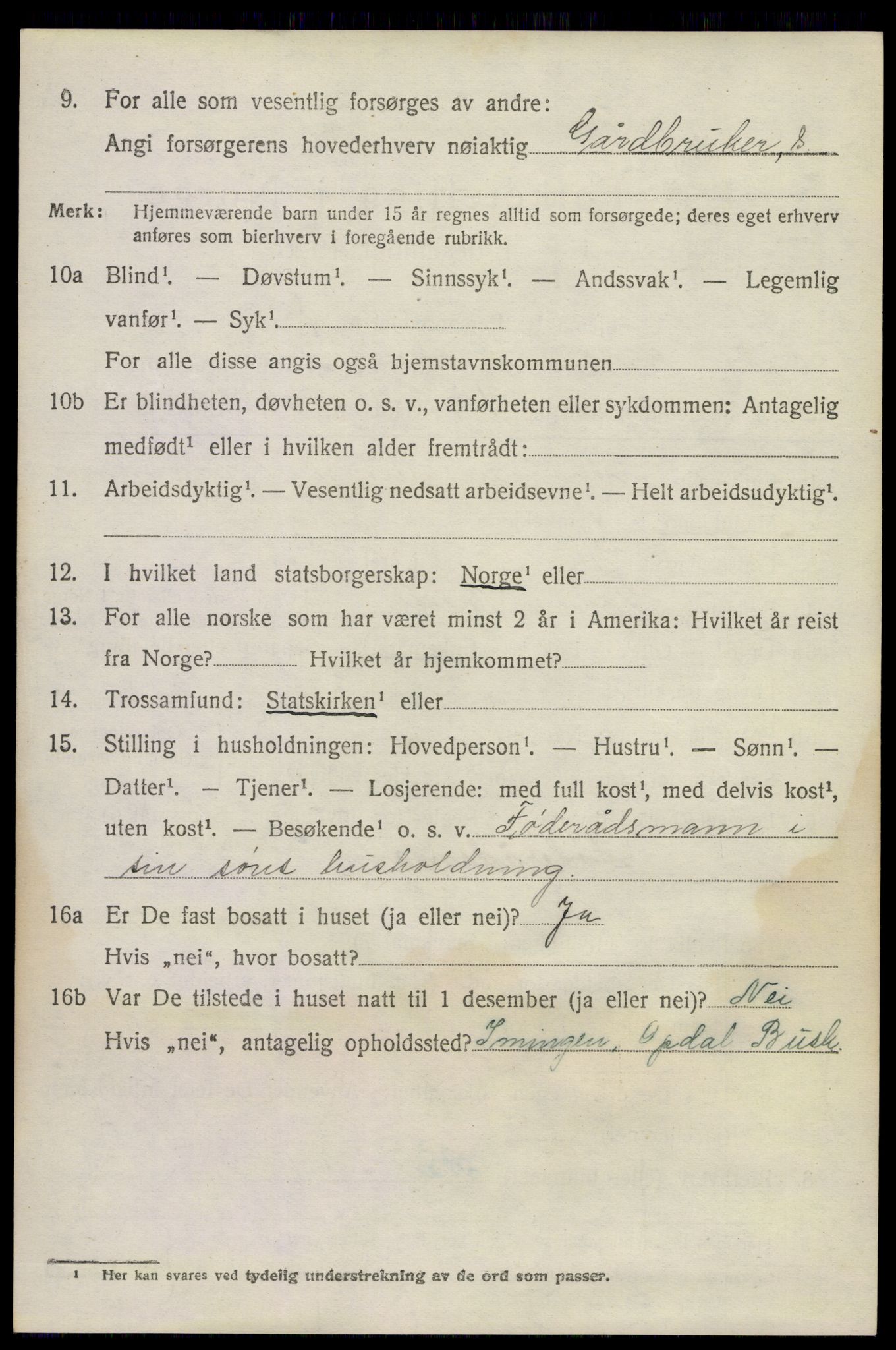 SAKO, 1920 census for Uvdal, 1920, p. 1306