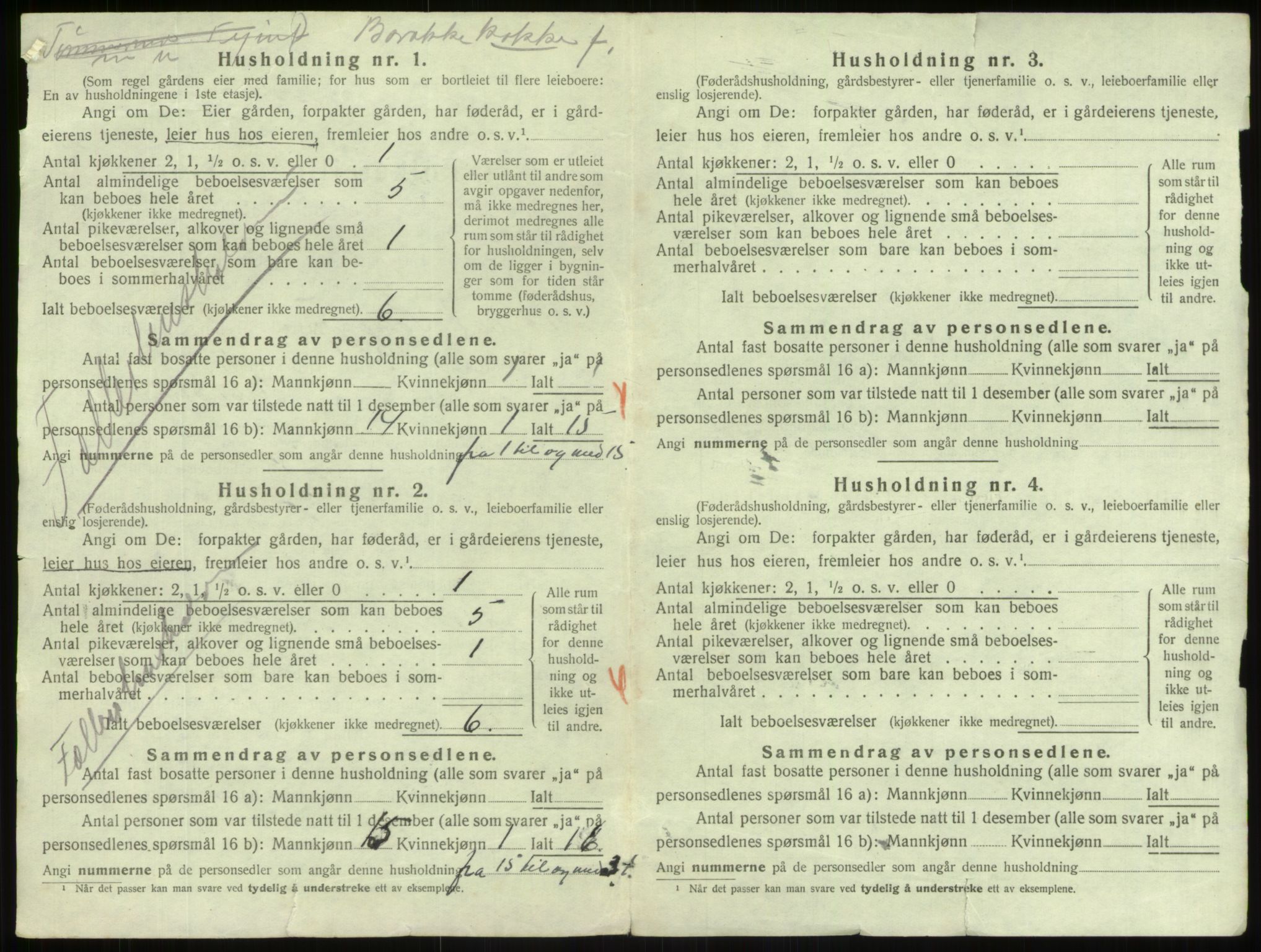 SAB, 1920 census for Årdal, 1920, p. 500