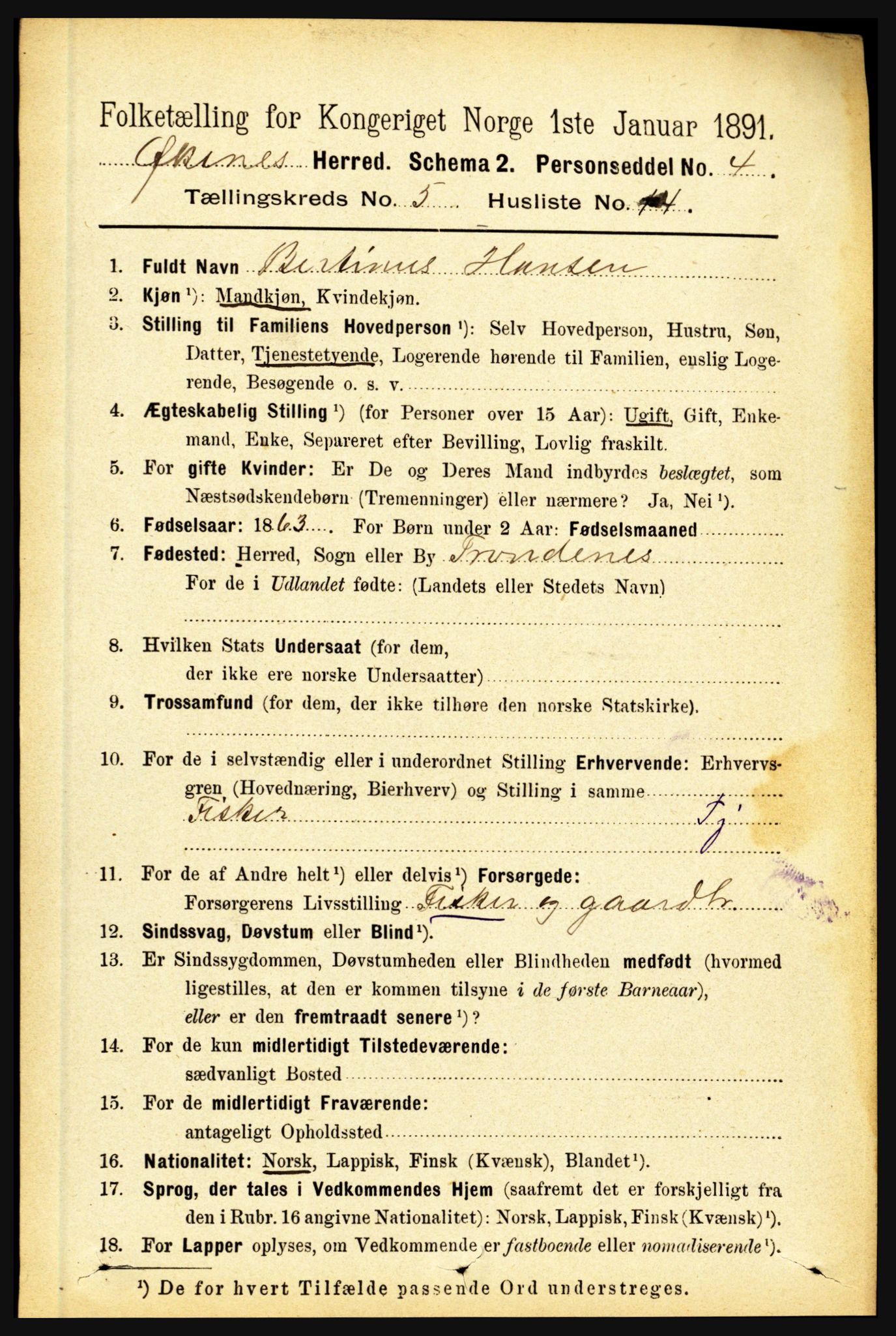 RA, 1891 census for 1868 Øksnes, 1891, p. 2323