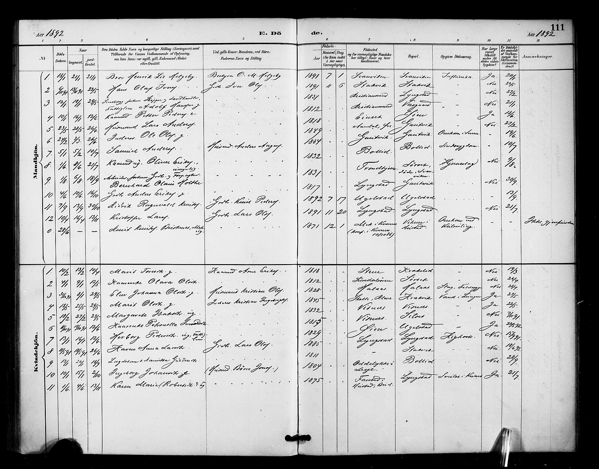 Ministerialprotokoller, klokkerbøker og fødselsregistre - Møre og Romsdal, AV/SAT-A-1454/571/L0836: Parish register (official) no. 571A01, 1884-1899, p. 111