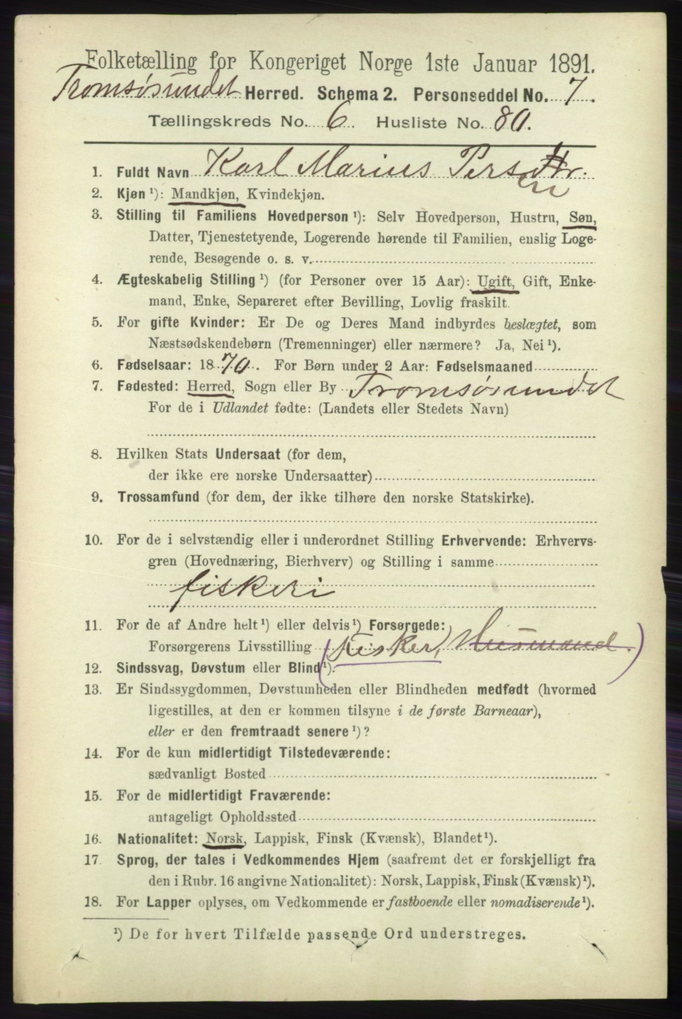 RA, 1891 census for 1934 Tromsøysund, 1891, p. 3628