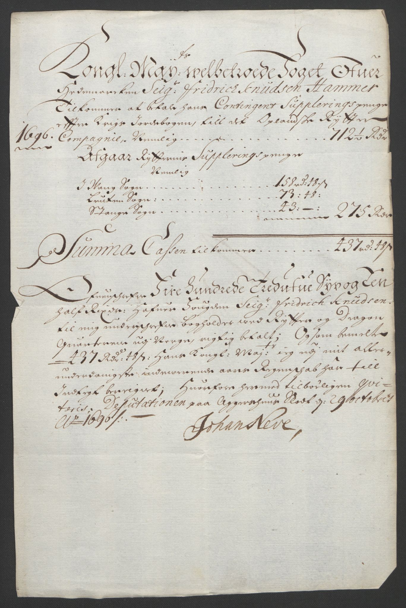 Rentekammeret inntil 1814, Reviderte regnskaper, Fogderegnskap, AV/RA-EA-4092/R16/L1036: Fogderegnskap Hedmark, 1695-1696, p. 398