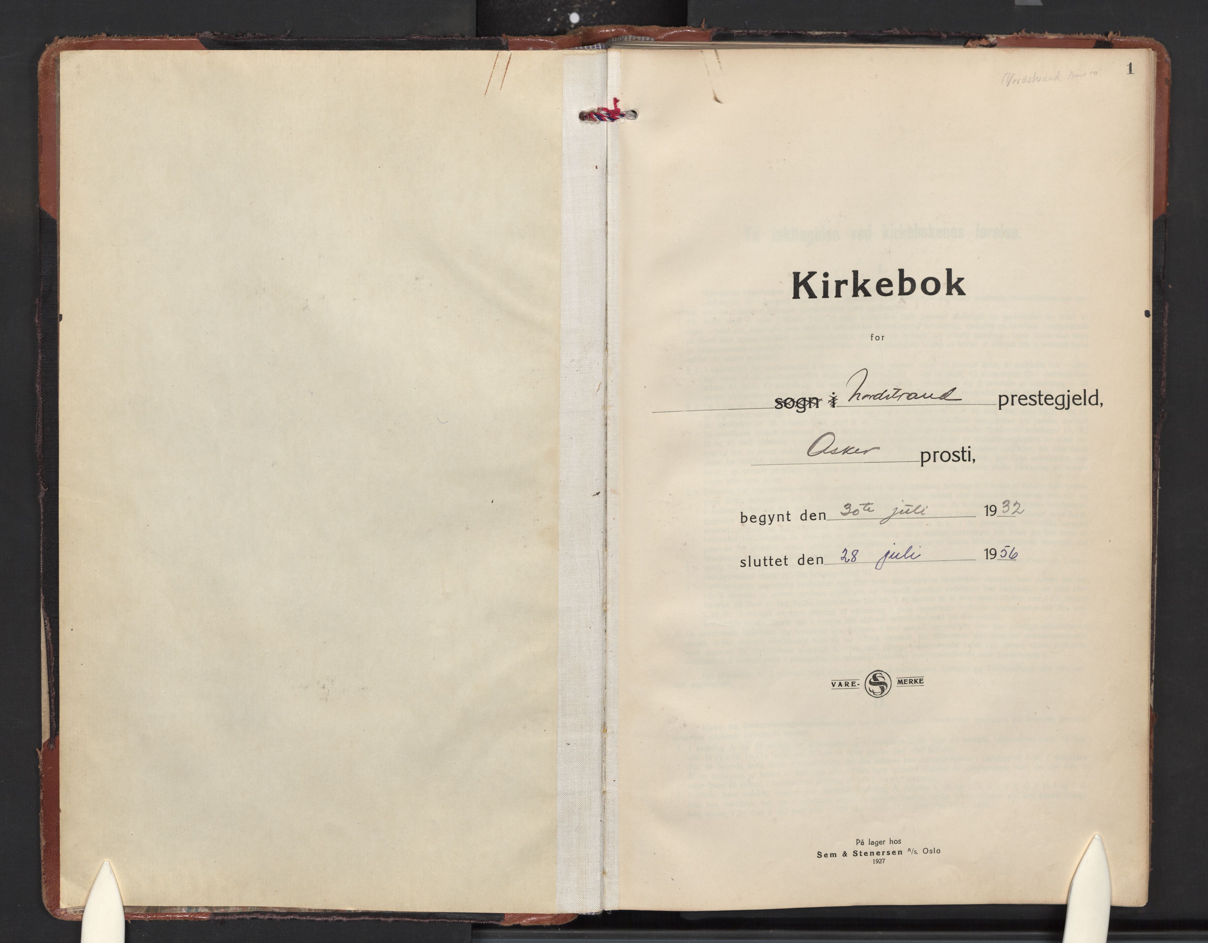 Nordstrand prestekontor Kirkebøker, AV/SAO-A-10362a/F/Fa/L0008: Parish register (official) no. 8, 1932-1956, p. 1