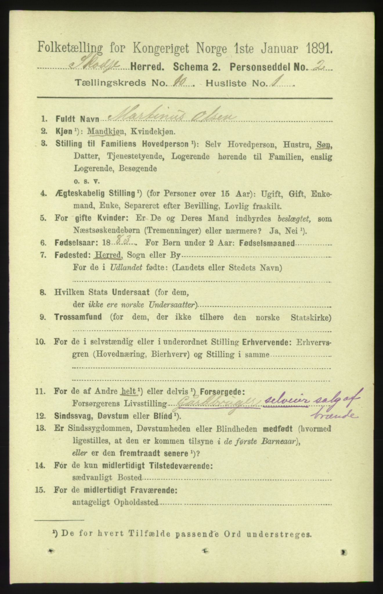 RA, 1891 census for 1529 Skodje, 1891, p. 2008