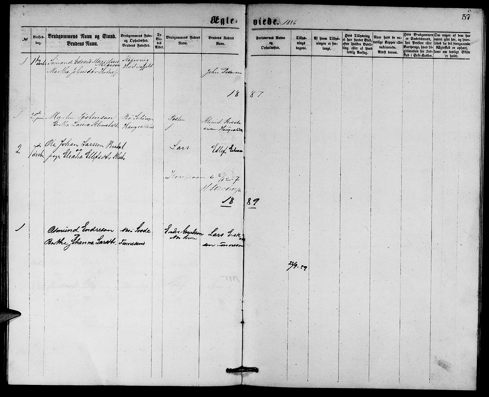 Rennesøy sokneprestkontor, SAST/A -101827/H/Ha/Hab/L0004: Parish register (copy) no. B 4, 1870-1889, p. 57