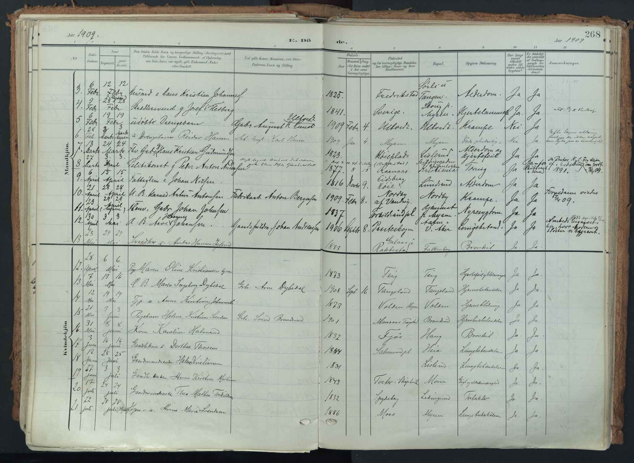 Eidsberg prestekontor Kirkebøker, AV/SAO-A-10905/F/Fa/L0014: Parish register (official) no. I 14, 1902-1919, p. 268