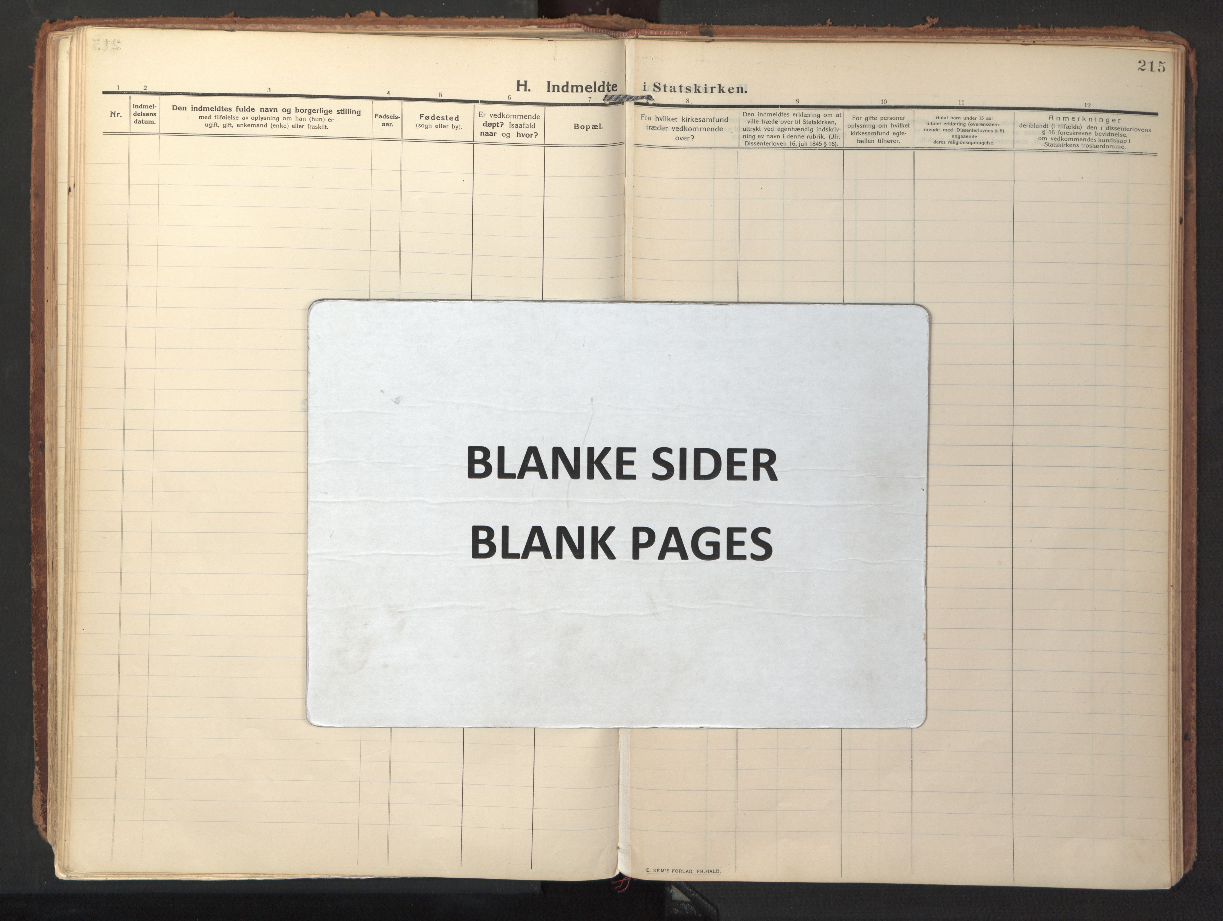 Ministerialprotokoller, klokkerbøker og fødselsregistre - Sør-Trøndelag, SAT/A-1456/640/L0581: Parish register (official) no. 640A06, 1910-1924, p. 215