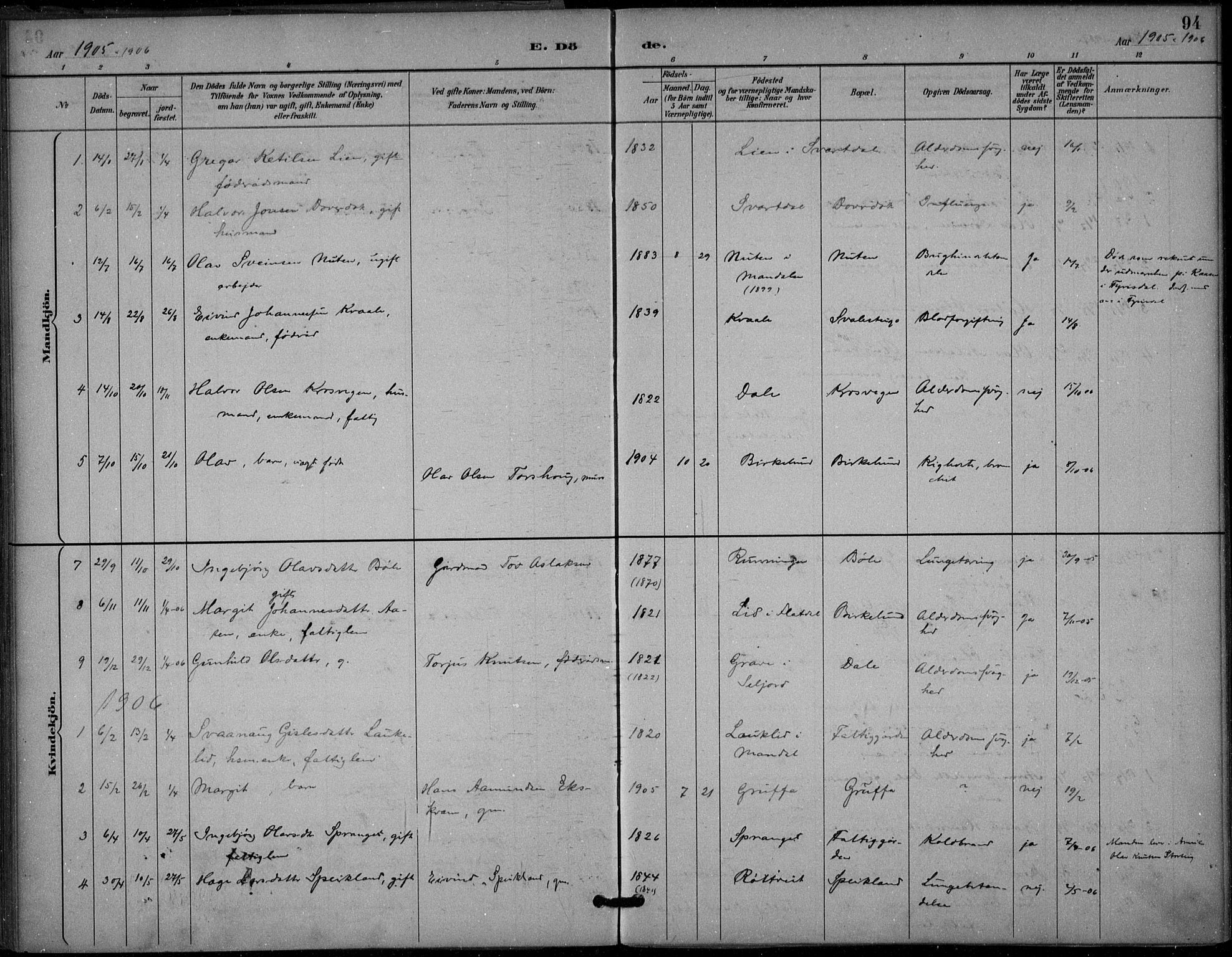 Seljord kirkebøker, SAKO/A-20/F/Fb/L0002: Parish register (official) no. II 2, 1887-1917, p. 94