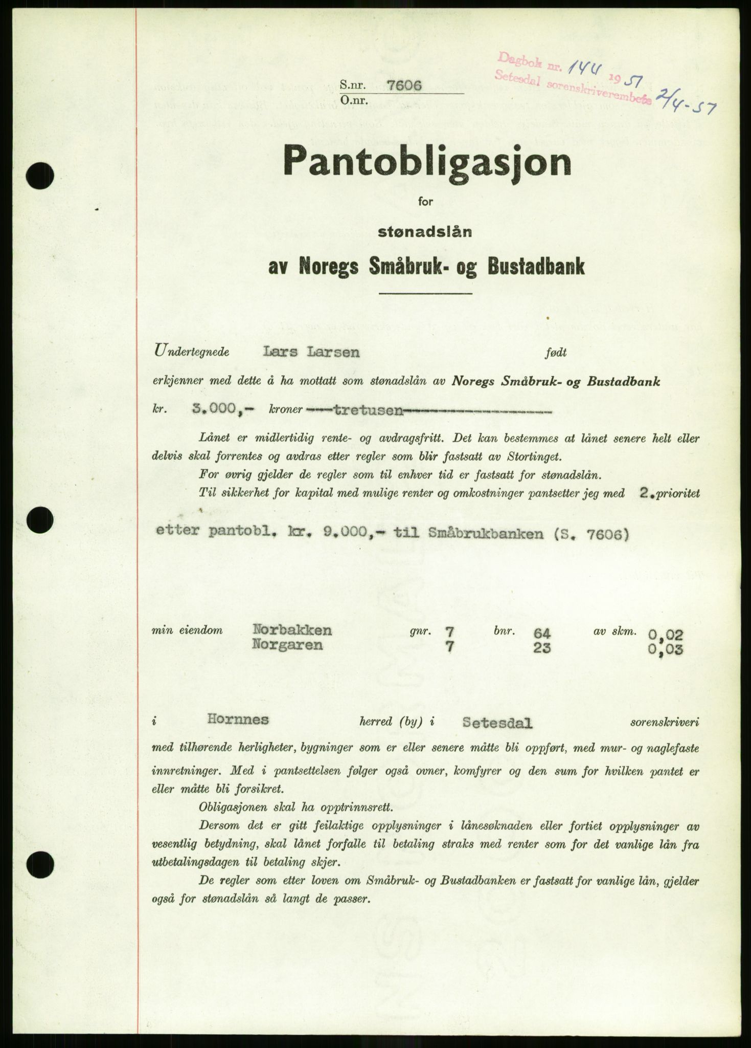 Setesdal sorenskriveri, AV/SAK-1221-0011/G/Gb/L0050: Mortgage book no. B 38, 1949-1952, Diary no: : 144/1951