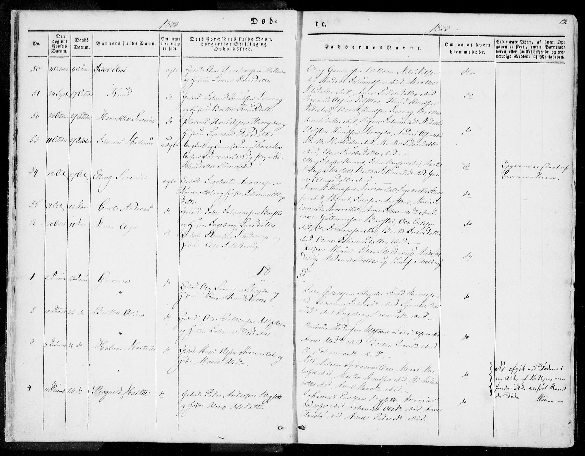 Ministerialprotokoller, klokkerbøker og fødselsregistre - Møre og Romsdal, SAT/A-1454/509/L0104: Parish register (official) no. 509A02, 1833-1847, p. 12