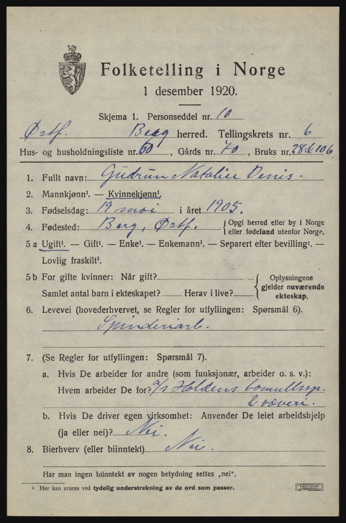 SAO, 1920 census for Berg, 1920, p. 11243