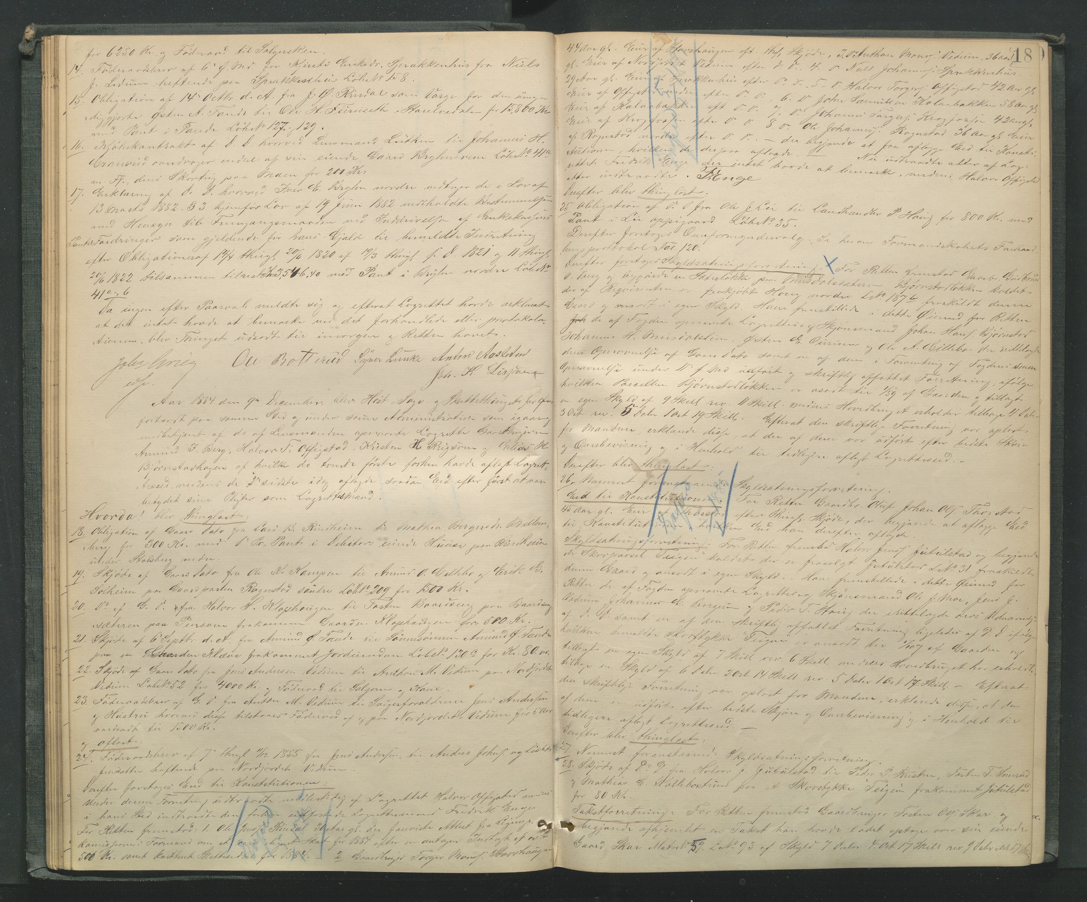 Mellom-Gudbrandsdal sorenskriveri, AV/SAH-TING-038/G/Gb/L0007: Tingbok, 1884-1888, p. 17b-18a