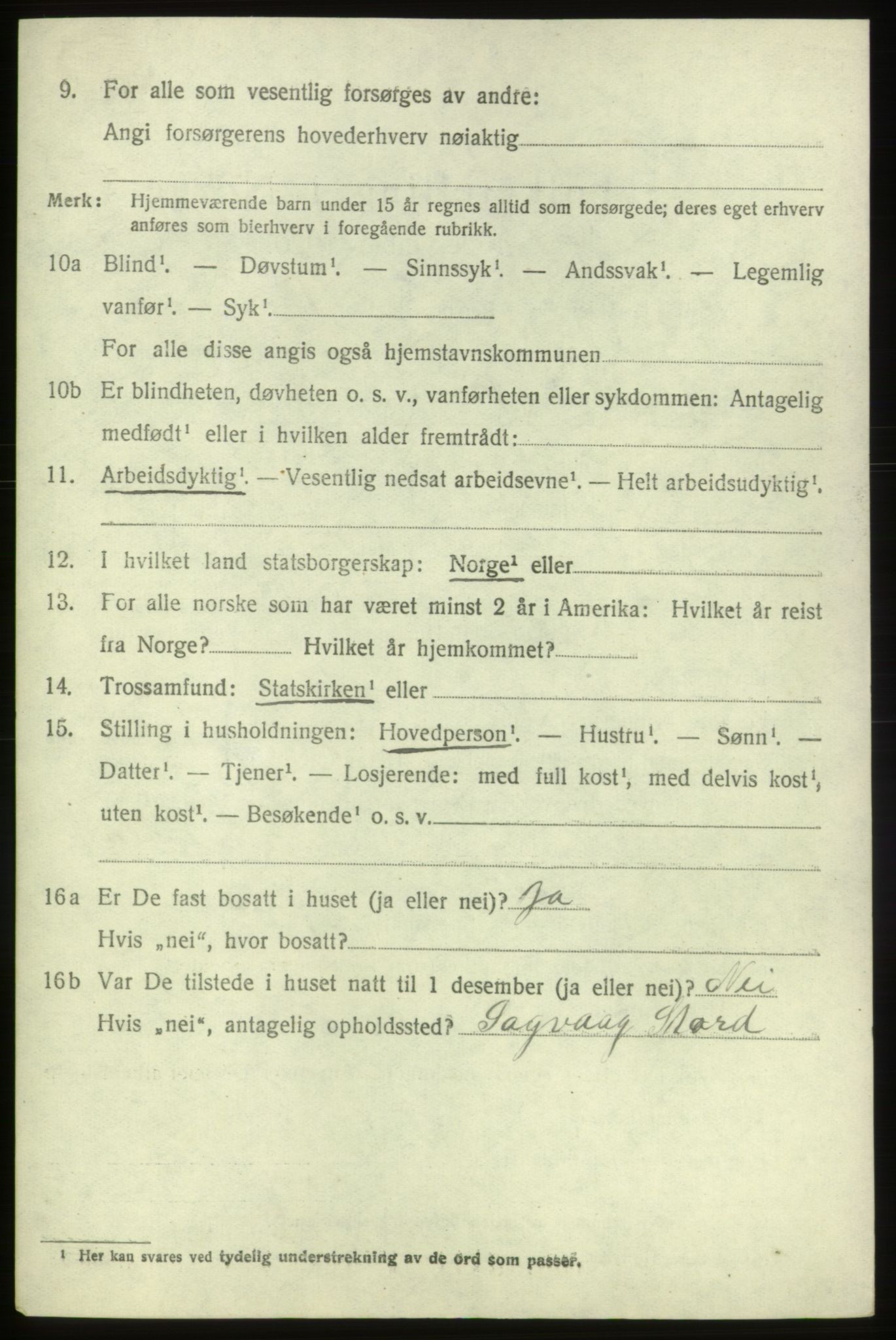 SAB, 1920 census for Bremnes, 1920, p. 1763