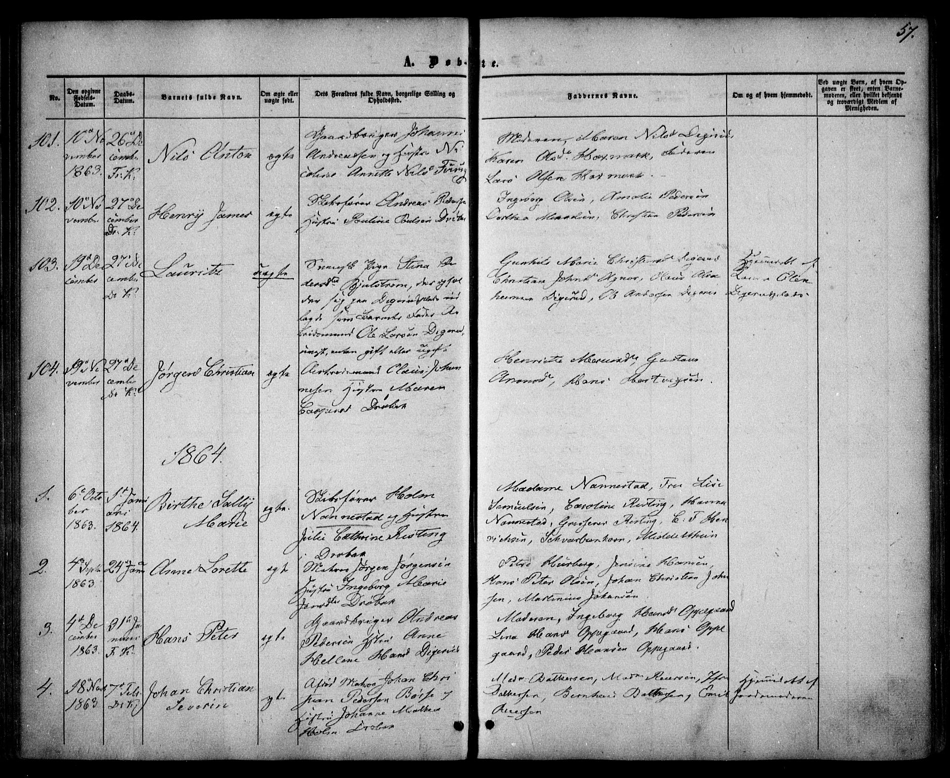 Drøbak prestekontor Kirkebøker, SAO/A-10142a/F/Fa/L0002: Parish register (official) no. I 2, 1858-1870, p. 57