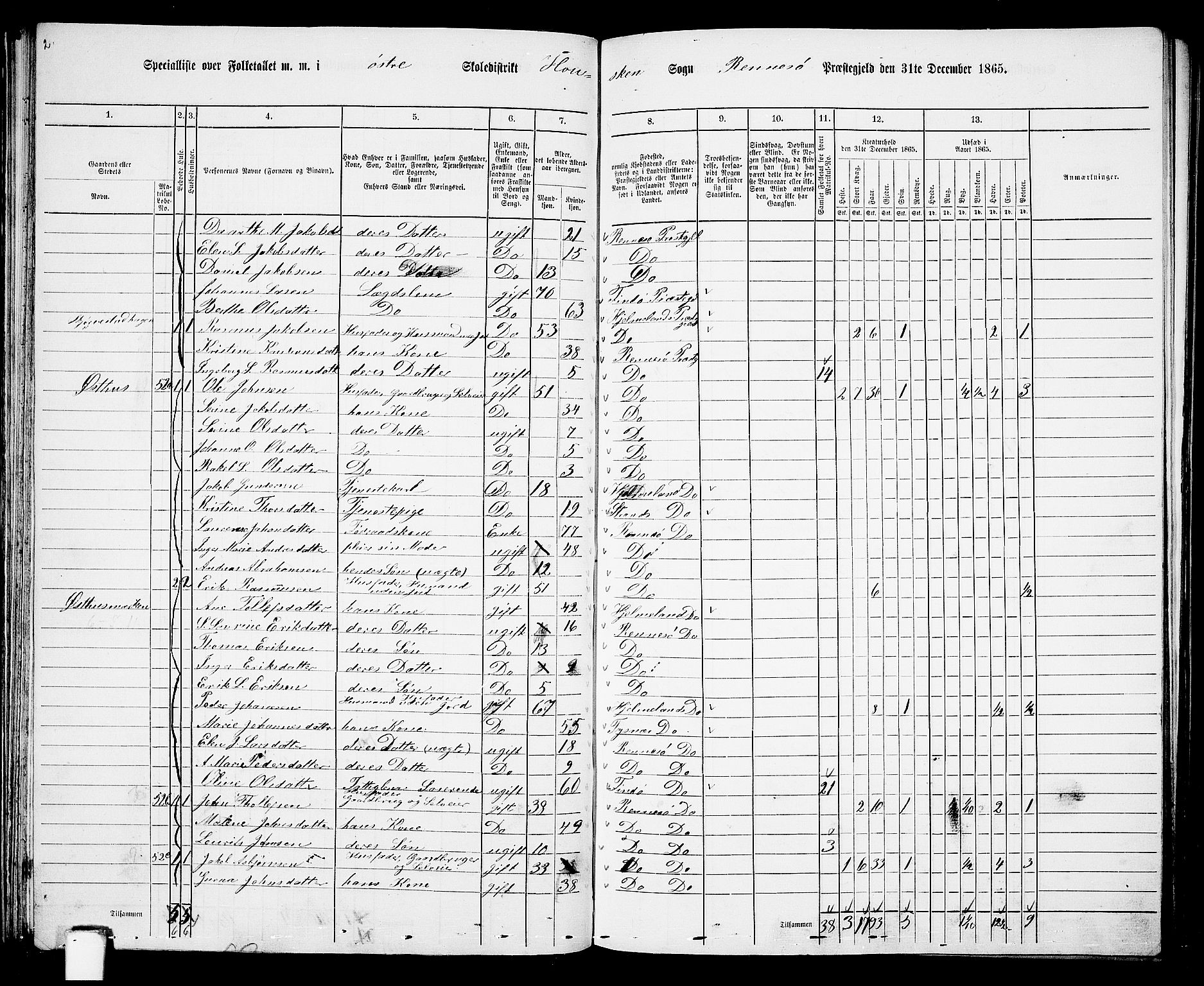 RA, 1865 census for Rennesøy, 1865, p. 44