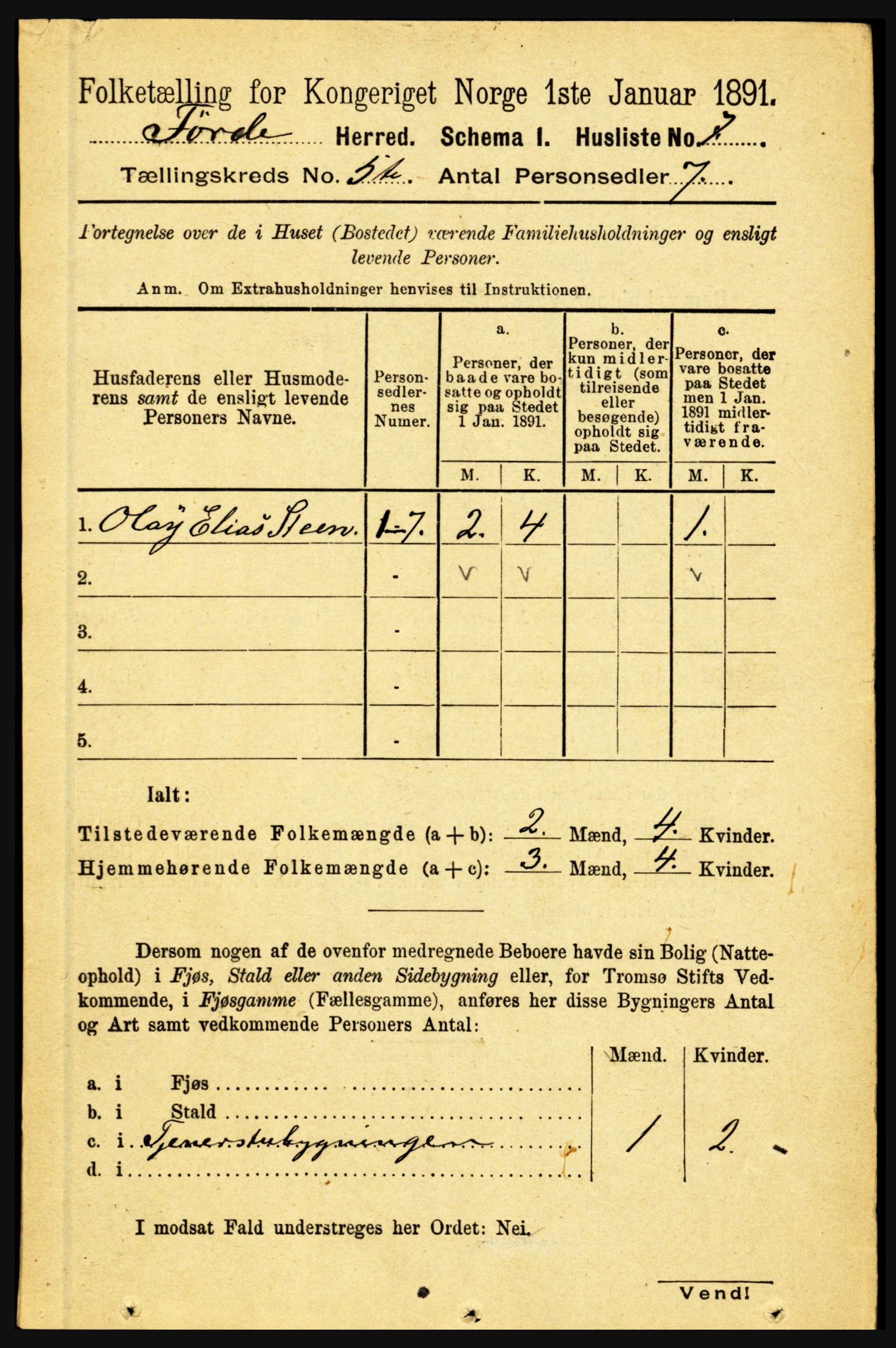 RA, 1891 census for 1432 Førde, 1891, p. 1360