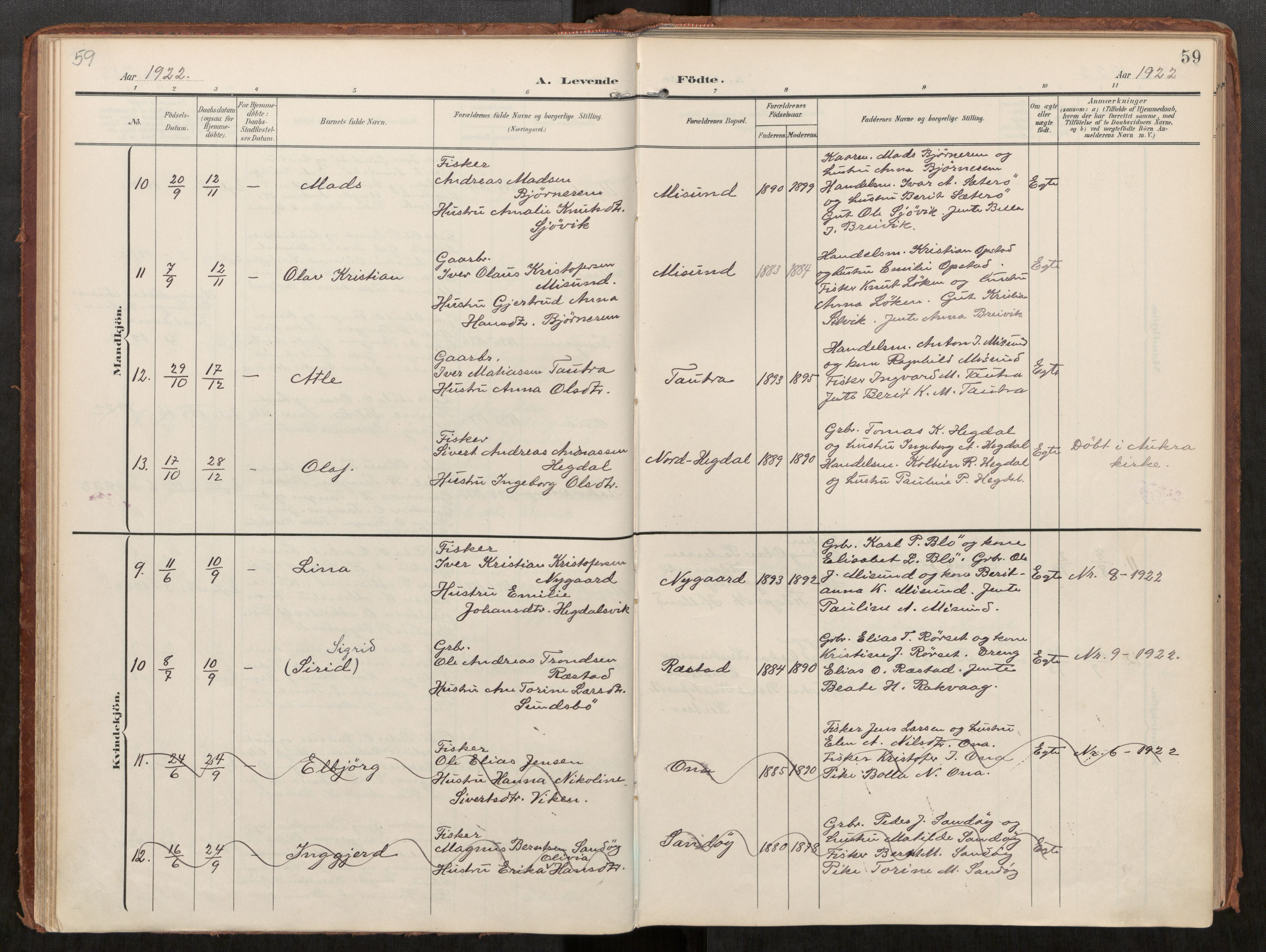 Ministerialprotokoller, klokkerbøker og fødselsregistre - Møre og Romsdal, AV/SAT-A-1454/563/L0740: Parish register (official) no. 563A02, 1903-1923, p. 59