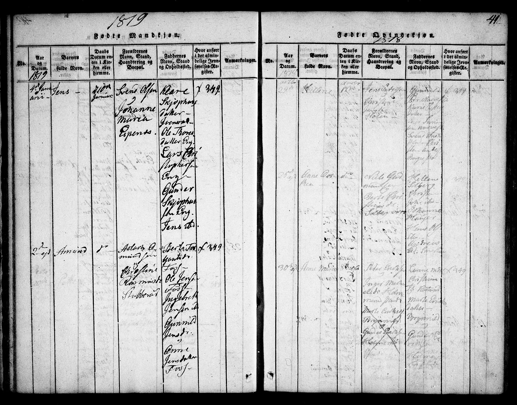 Skiptvet prestekontor Kirkebøker, SAO/A-20009/F/Fa/L0005: Parish register (official) no. 5, 1814-1838, p. 41
