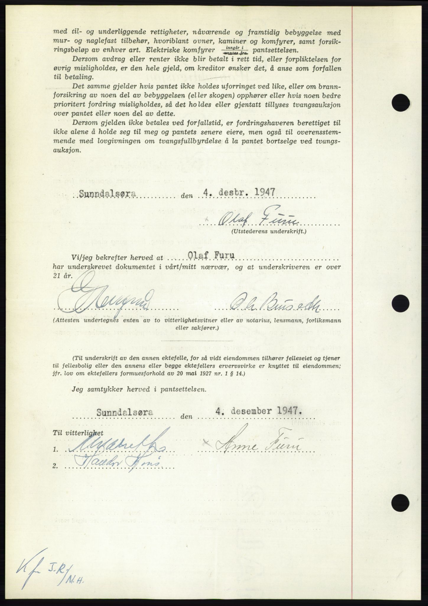 Nordmøre sorenskriveri, AV/SAT-A-4132/1/2/2Ca: Mortgage book no. B97, 1947-1948, Diary no: : 2940/1947