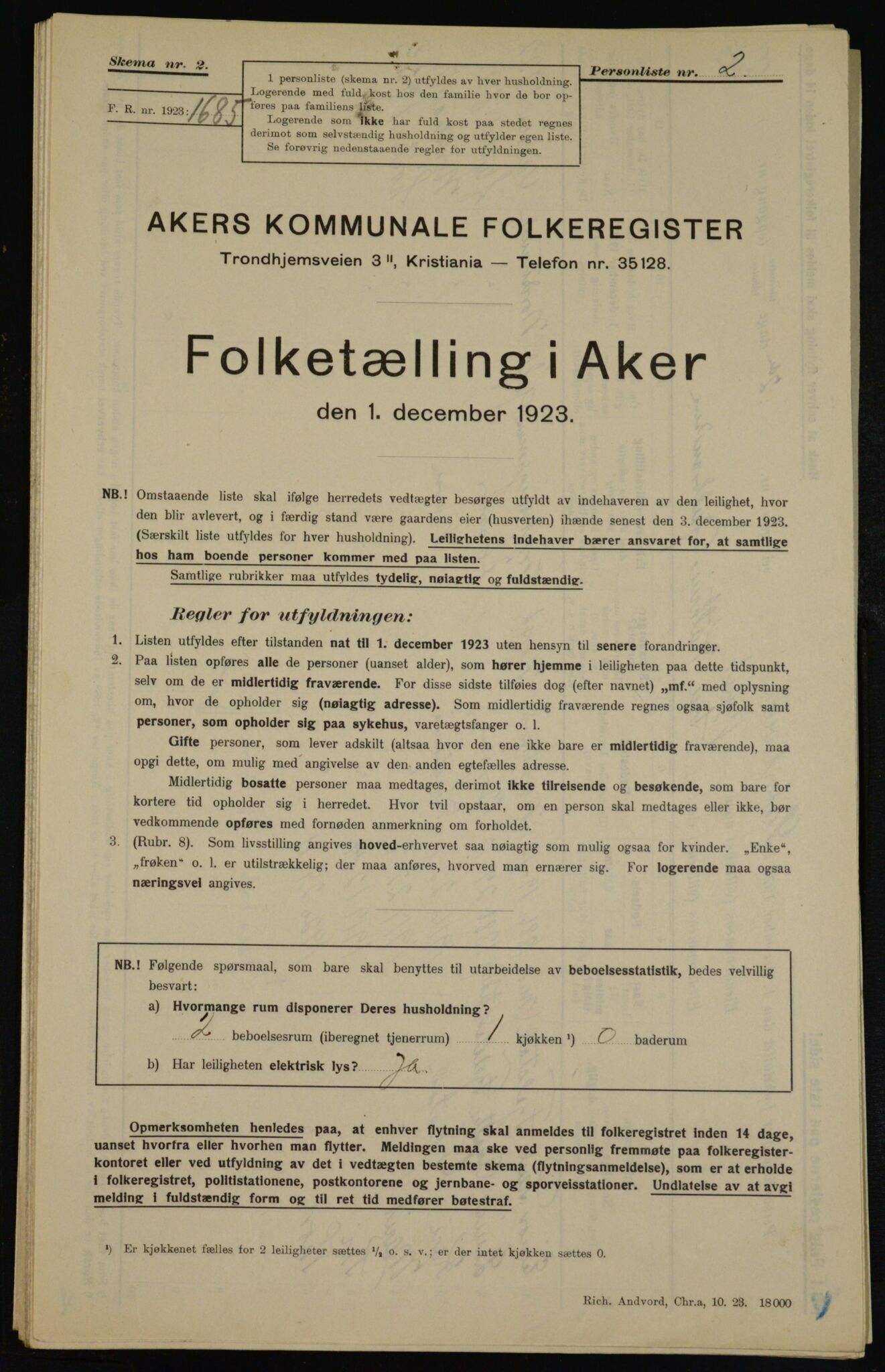 , Municipal Census 1923 for Aker, 1923, p. 46225