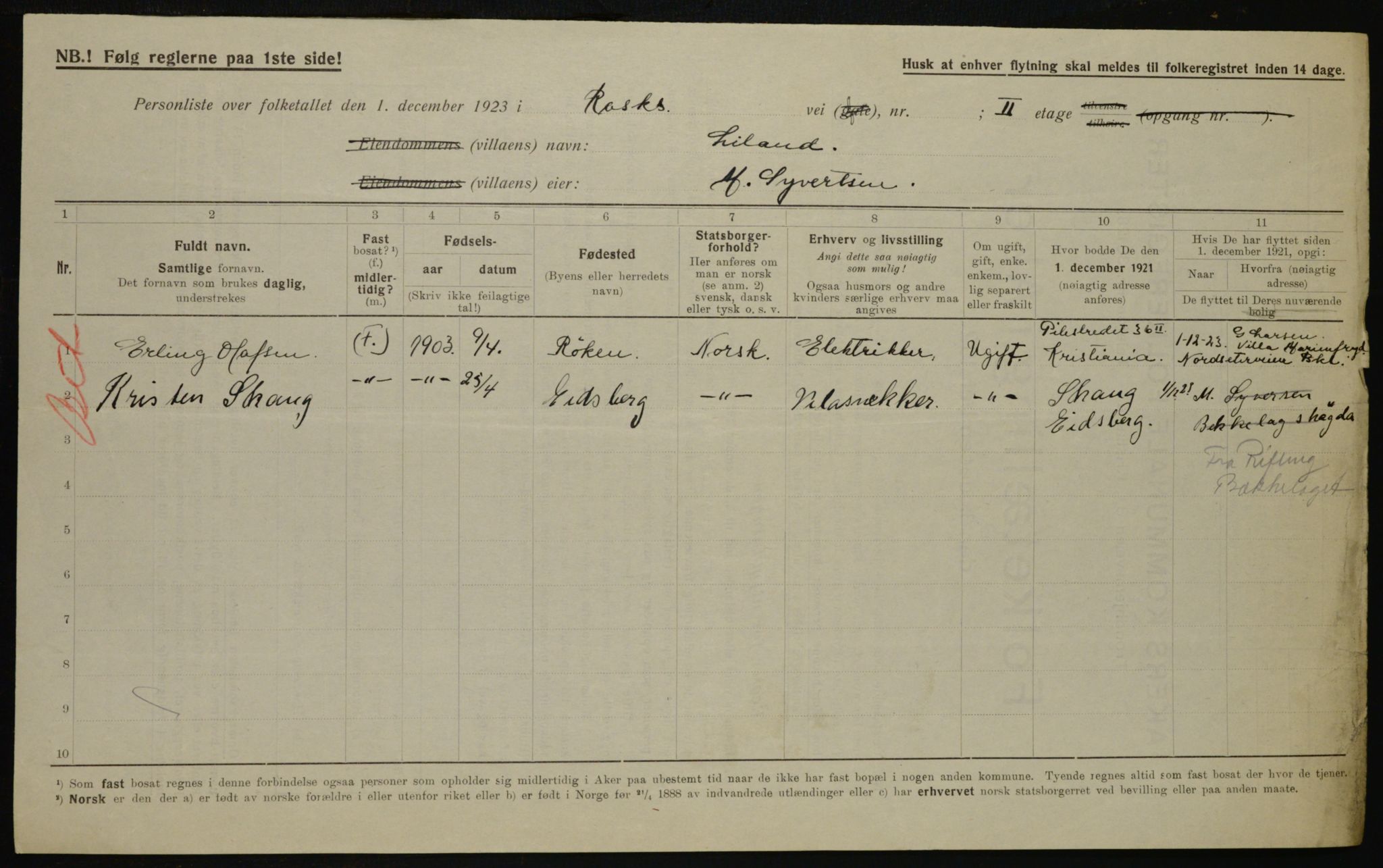 , Municipal Census 1923 for Aker, 1923, p. 44174