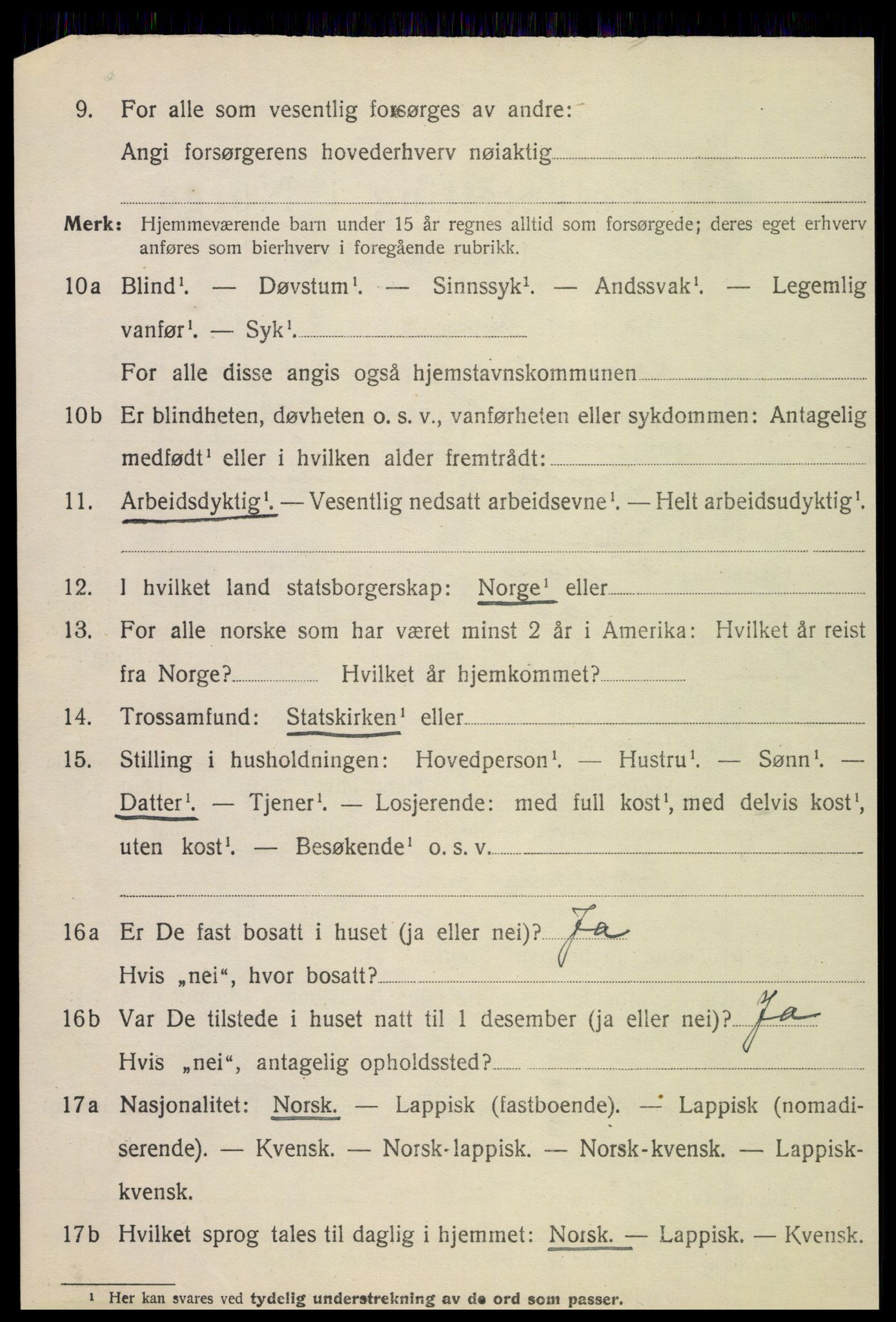 SAT, 1920 census for Lurøy, 1920, p. 3078