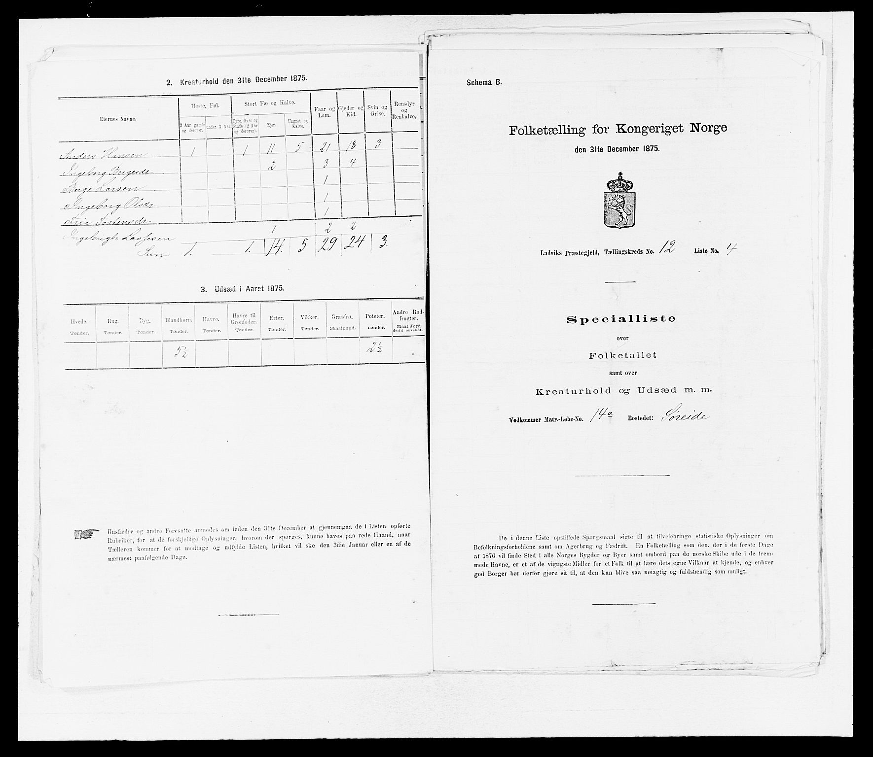 SAB, 1875 census for 1415P Lavik, 1875, p. 1006