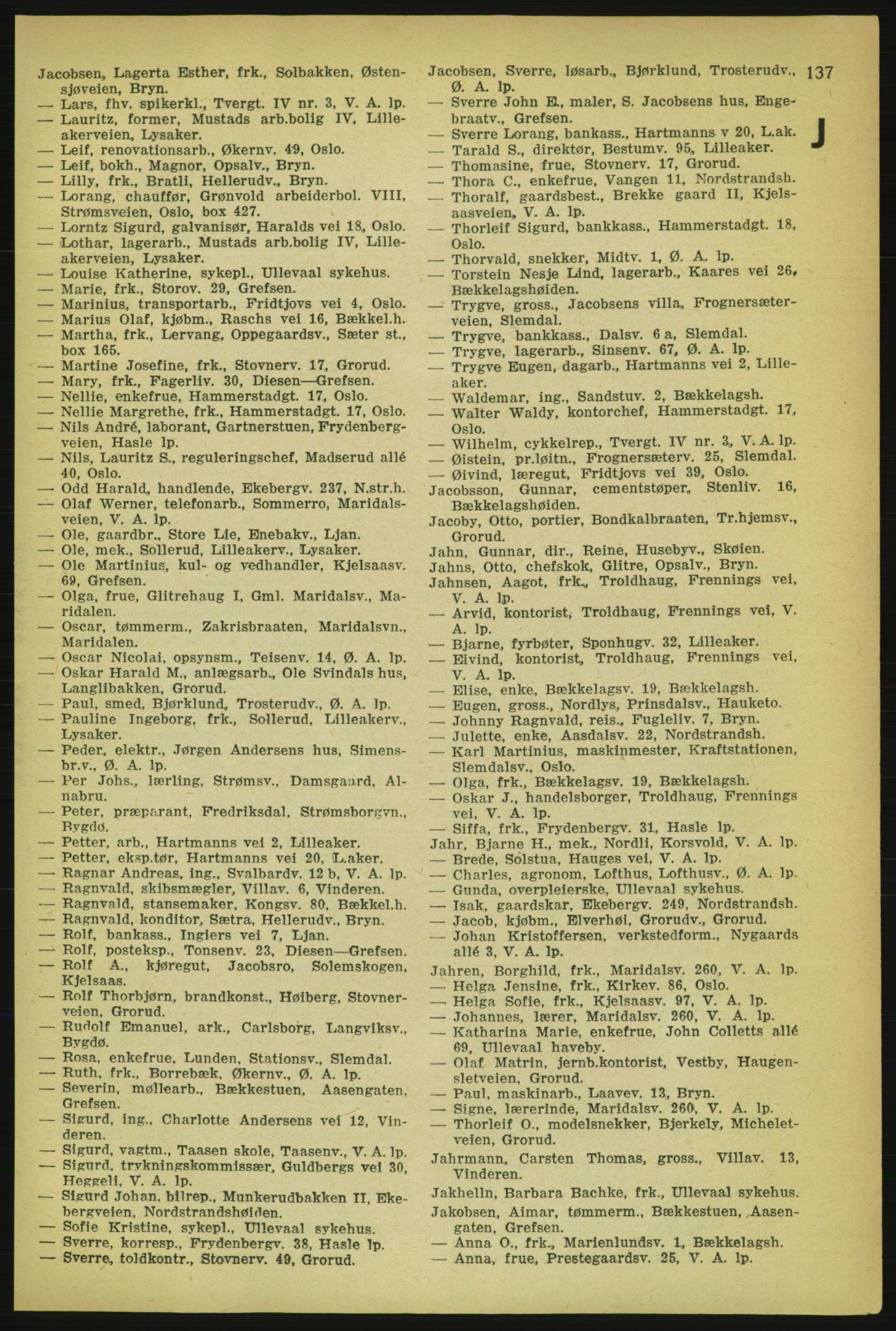 Aker adressebok/adressekalender, PUBL/001/A/004: Aker adressebok, 1929, p. 137