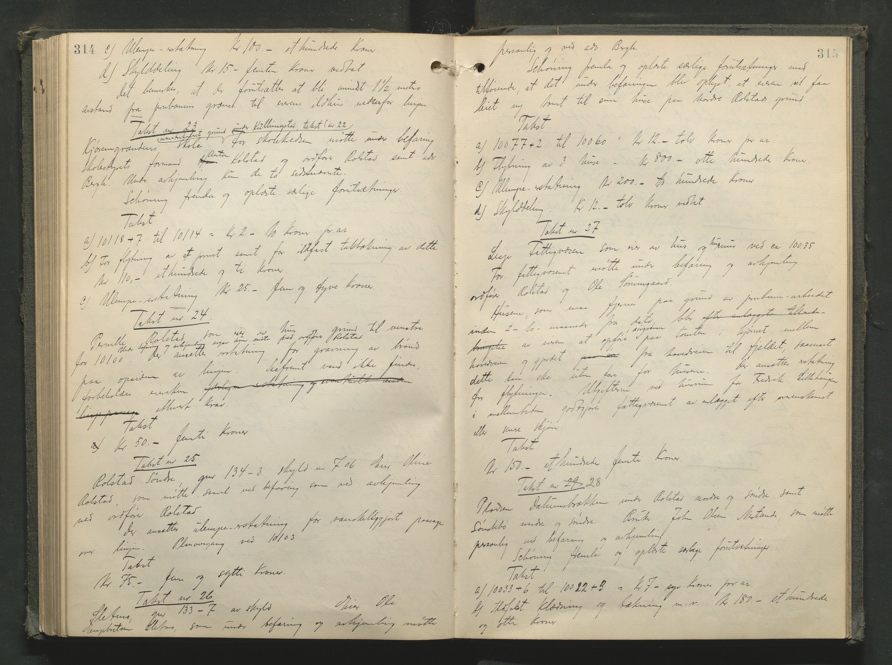 Nord-Gudbrandsdal tingrett, AV/SAH-TING-002/G/Gc/Gcb/L0008: Ekstrarettsprotokoll for åstedssaker, 1909-1913, p. 314-315