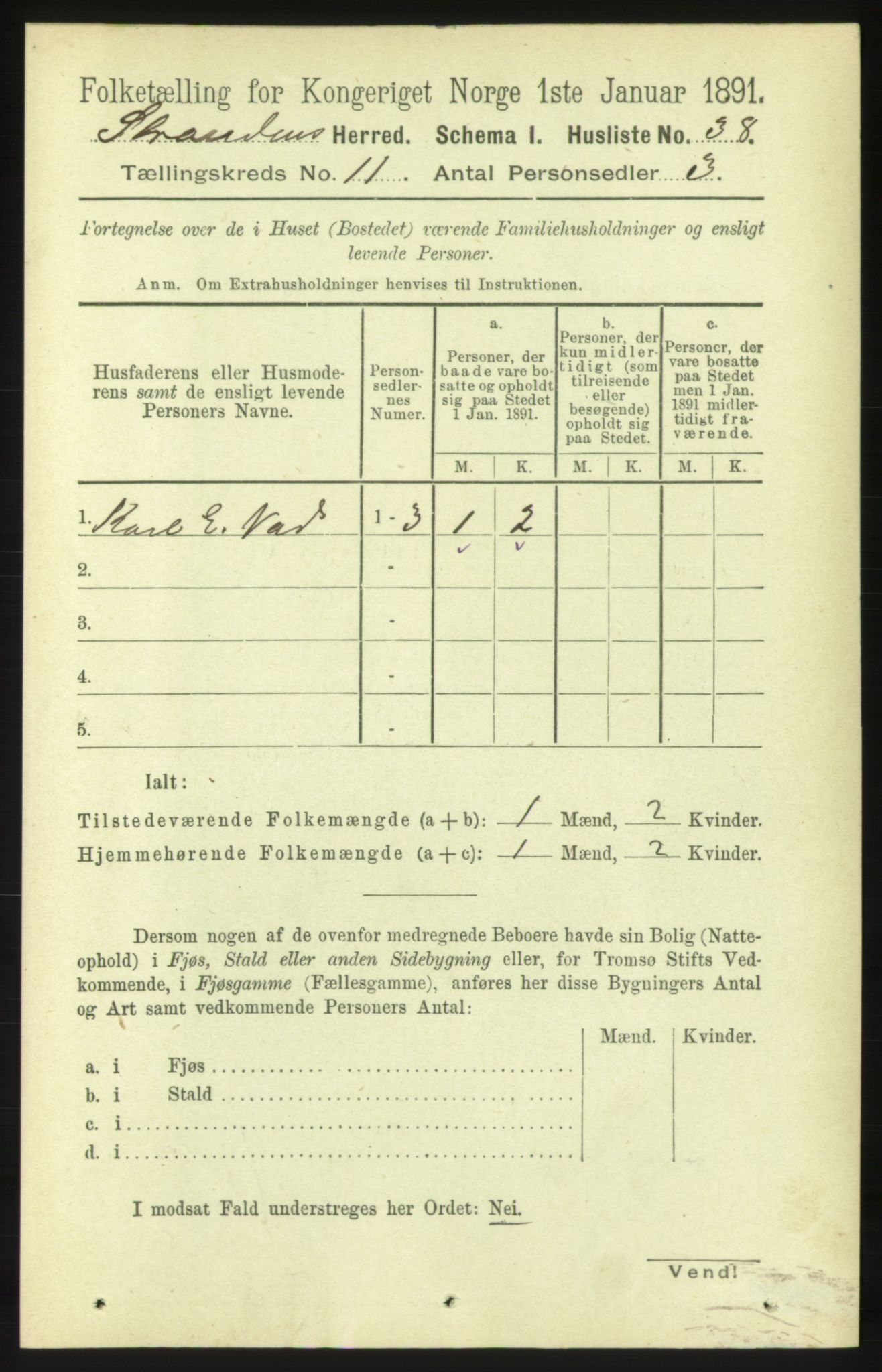 RA, 1891 census for 1525 Stranda, 1891, p. 2459