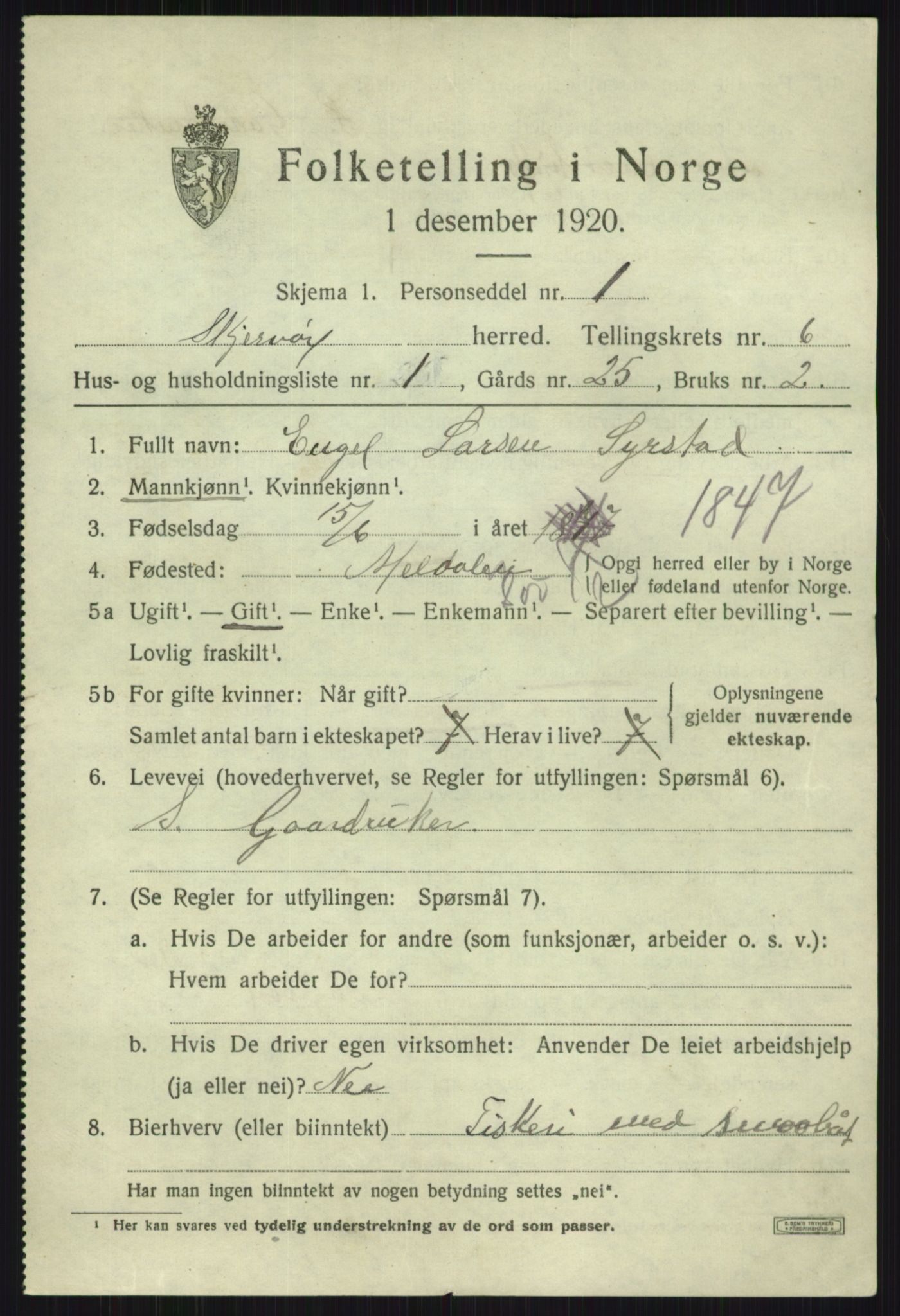 SATØ, 1920 census for Skjervøy, 1920, p. 3503