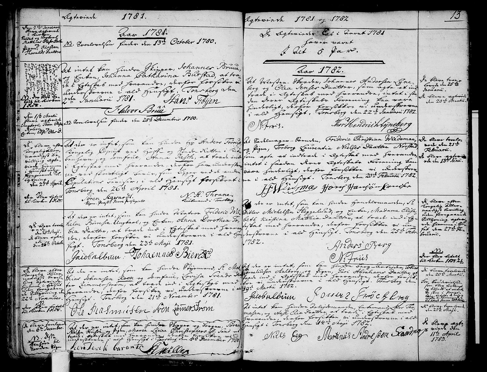 Tønsberg kirkebøker, AV/SAKO-A-330/F/Fa/L0002: Parish register (official) no. I 2, 1760-1796, p. 13