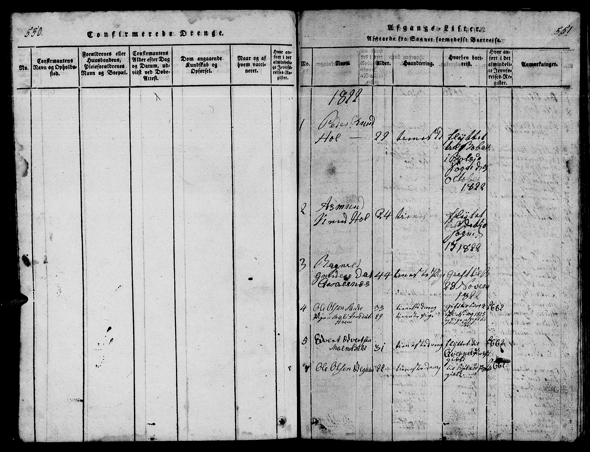 Ministerialprotokoller, klokkerbøker og fødselsregistre - Møre og Romsdal, SAT/A-1454/565/L0752: Parish register (copy) no. 565C01, 1817-1844, p. 550-551