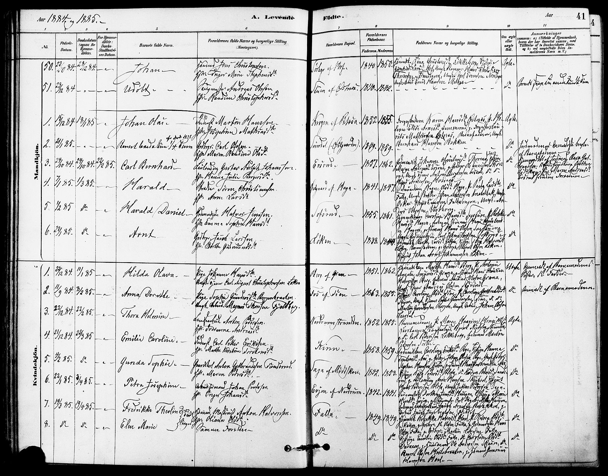 Fet prestekontor Kirkebøker, SAO/A-10370a/F/Fa/L0014: Parish register (official) no. I 14, 1878-1891, p. 41